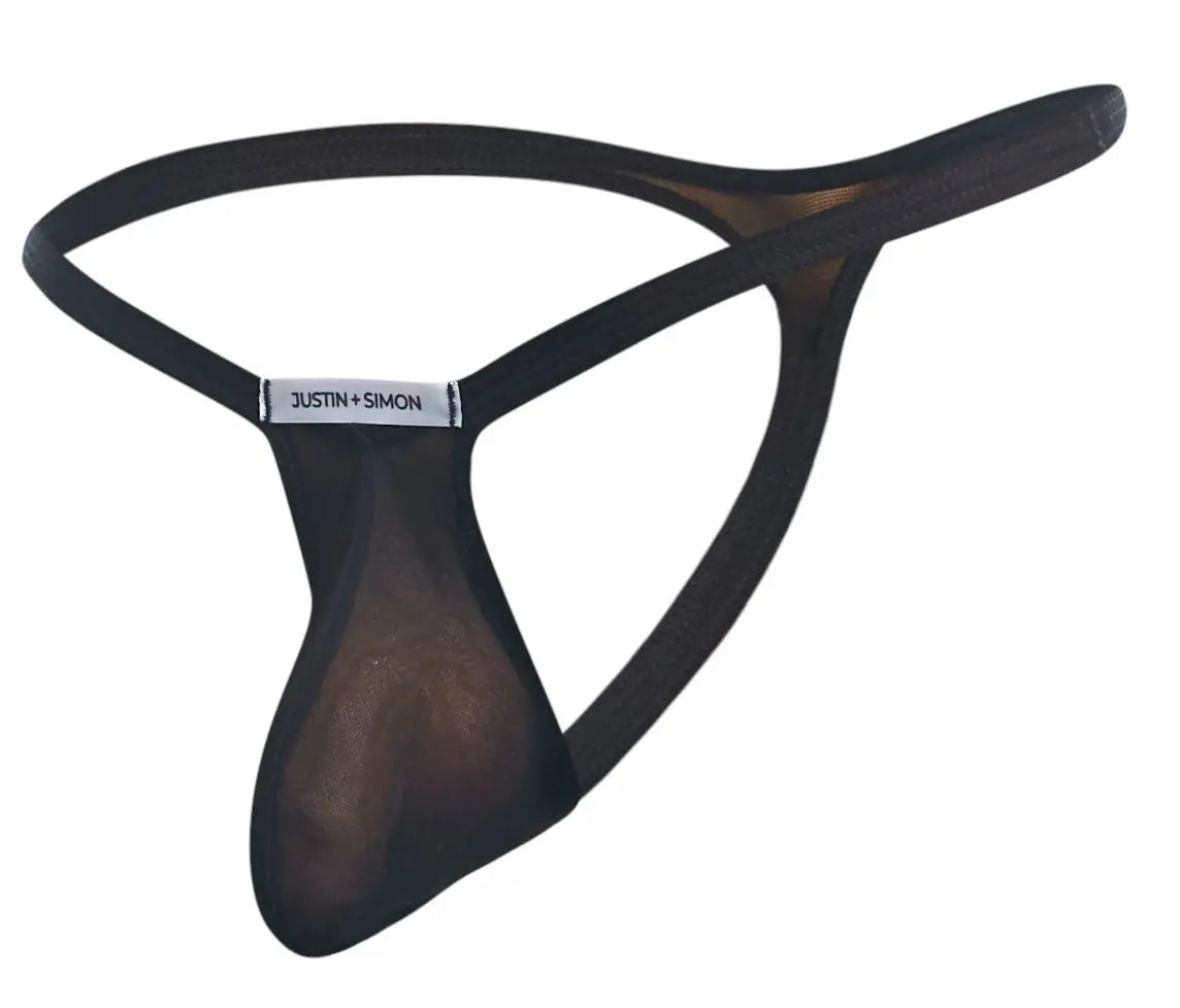 JUSTIN+SIMON Herren Unterwäsche XSJBU02 Bulge Thongs Farbe Schwarz Mesh
