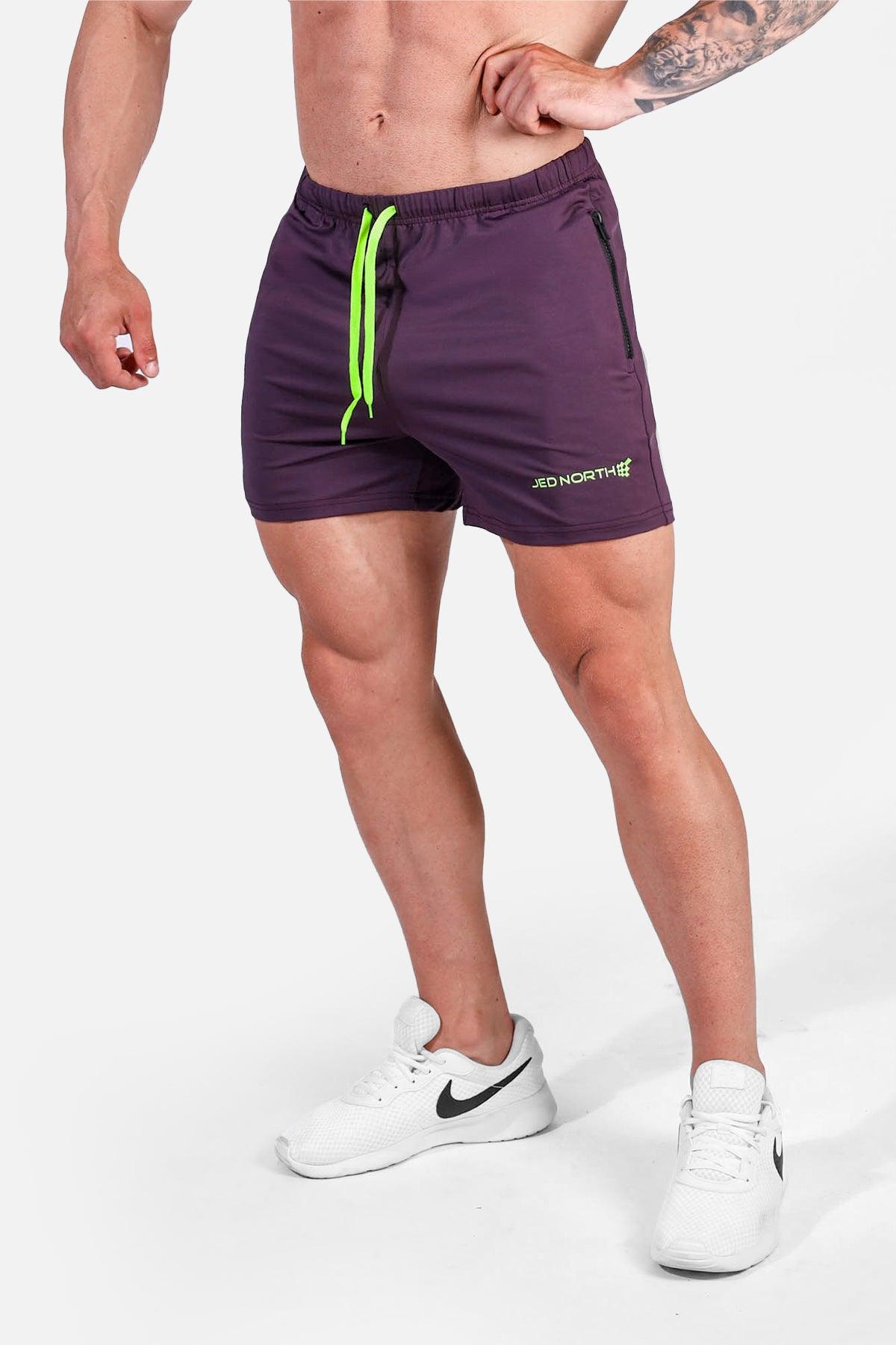 Jed North Agile Bodybuilding 4'' Shorts w Zipper Pockets - Dark Purple - DealByEthan.gay loves Jed North