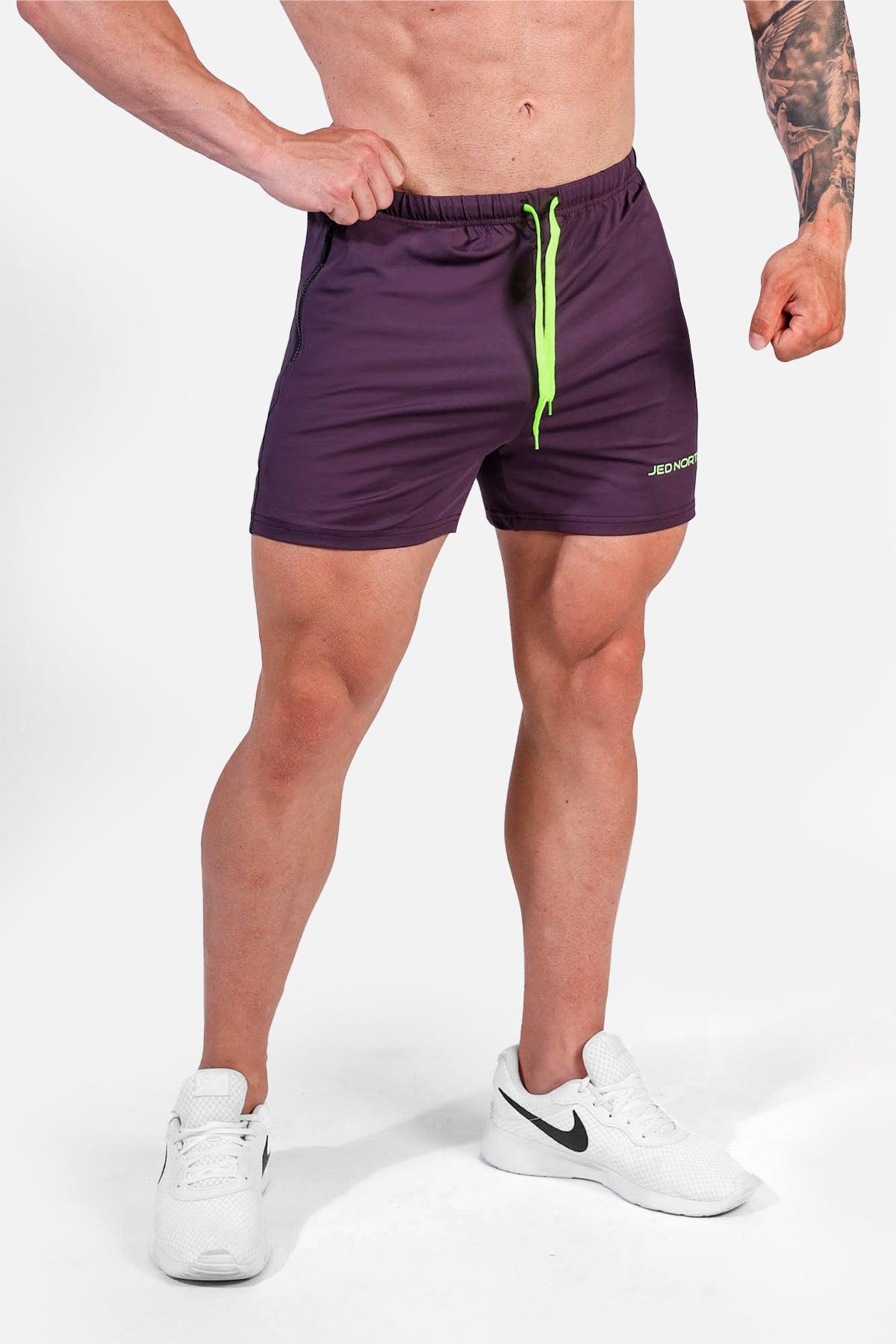Jed North Agile Bodybuilding 4'' Shorts w Zipper Pockets - Dark Purple - DealByEthan.gay loves Jed North