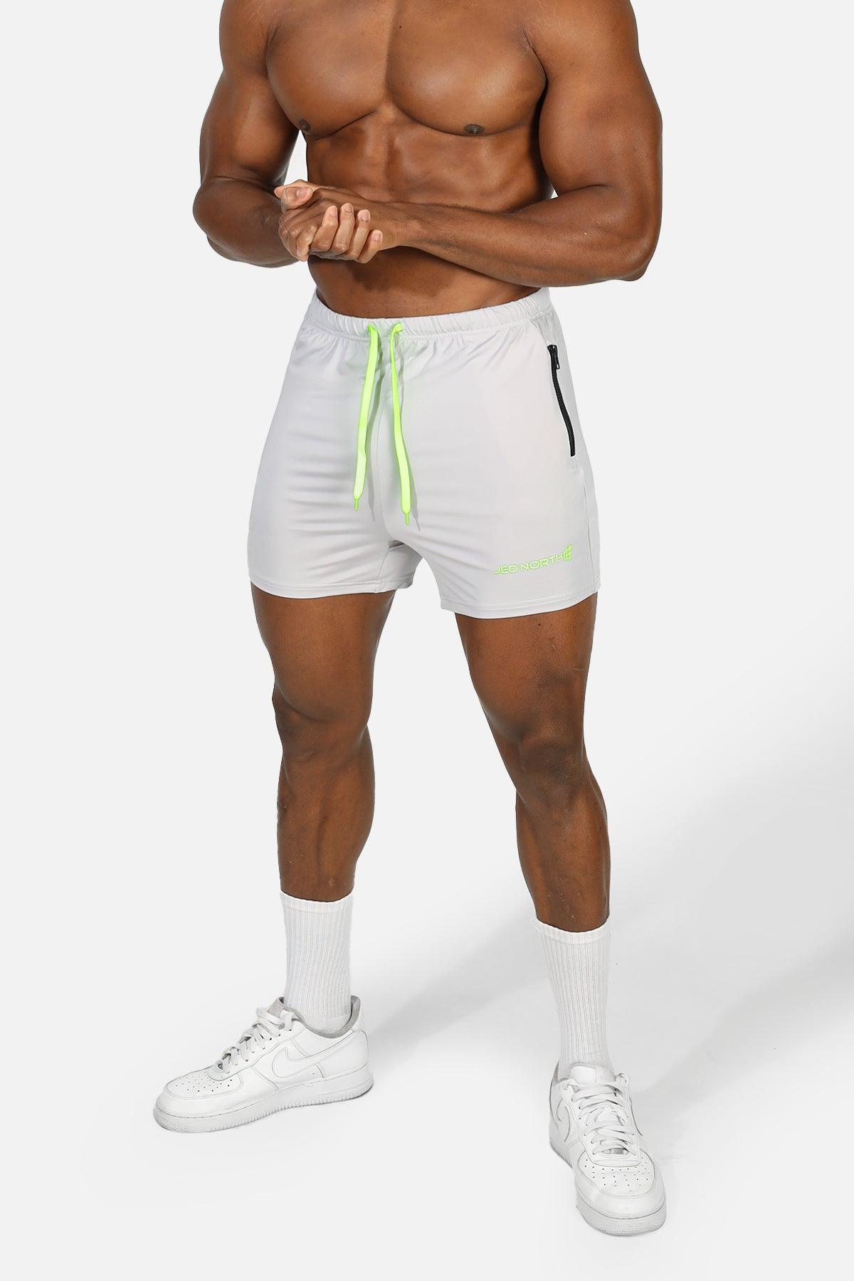 Jed North Agile Bodybuilding 4'' Shorts w Zipper Pockets - Platinum Gray - DealByEthan.gay loves Jed North