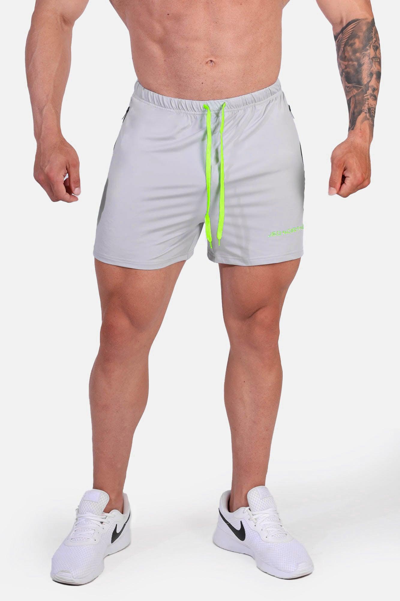 Jed North Agile Bodybuilding 4'' Shorts w Zipper Pockets - Platinum Gray - DealByEthan.gay loves Jed North