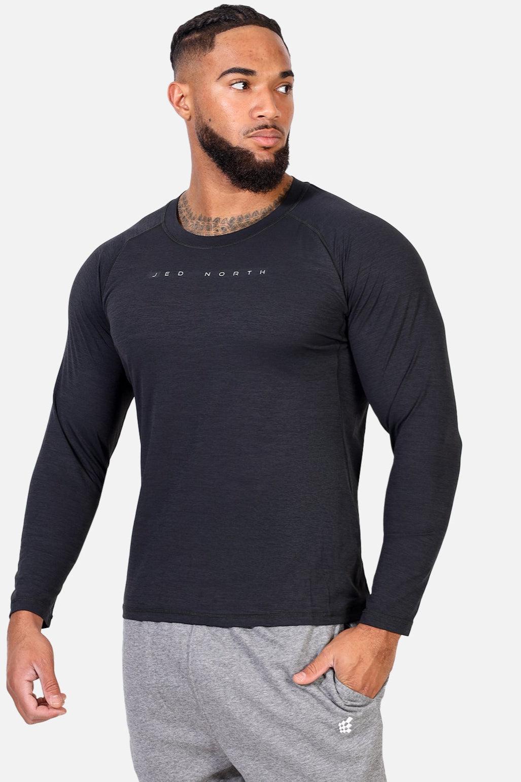 Jed North Agile Long Sleeve Activewear Training Tee - Charcoal Black - DealByEthan.gay loves Jed North