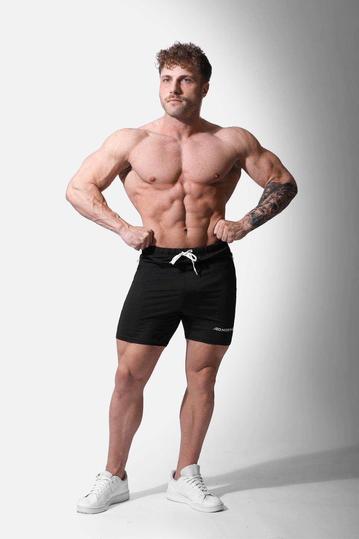 Jed North Agile Plus 6.5'' Bodybuilding Shorts w Zipper Pockets - Black - DealByEthan.gay loves Jed North