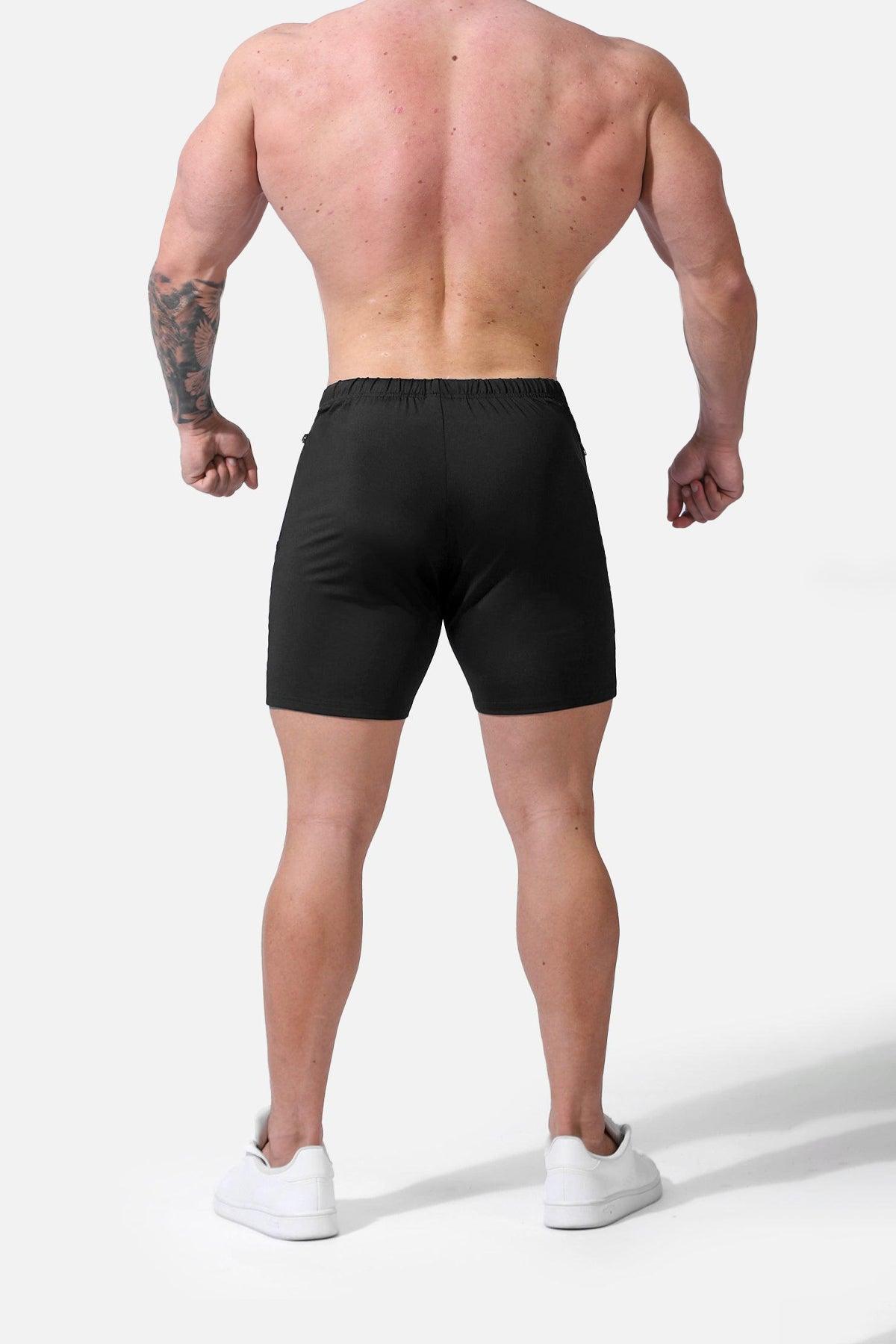 Jed North Agile Plus 6.5'' Bodybuilding Shorts w Zipper Pockets - Black - DealByEthan.gay loves Jed North
