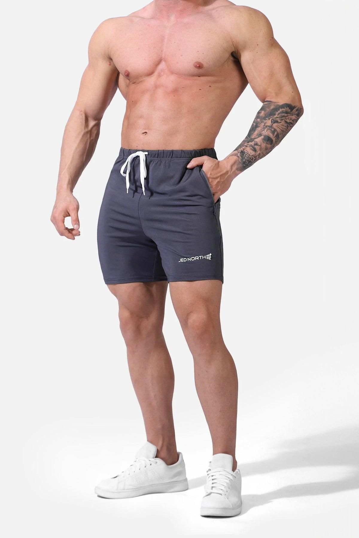 Jed North Agile Plus 6.5'' Bodybuilding Shorts w Zipper Pockets - Gray - DealByEthan.gay loves Jed North