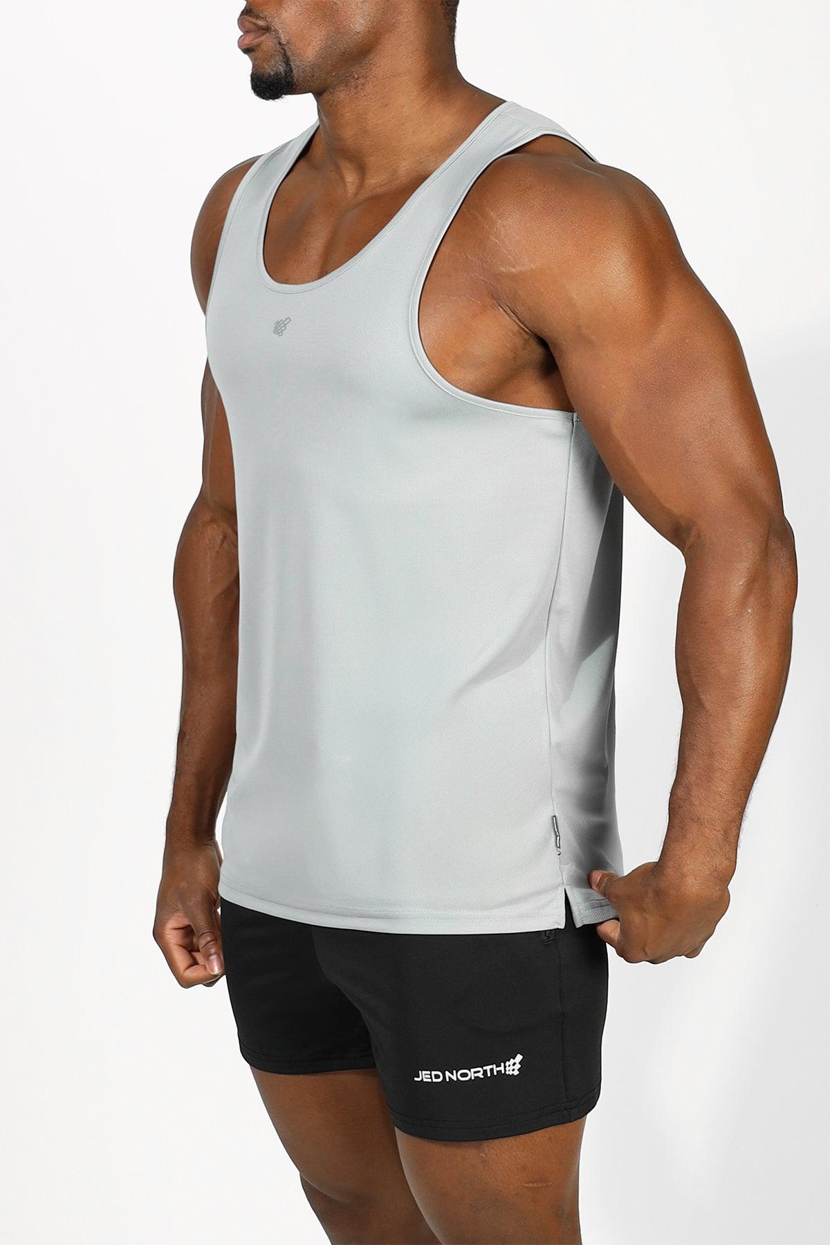Jed North Alpha Microfiber Fast-Dry Gym Tank Top - Polar Silver - DealByEthan.gay loves Jed North