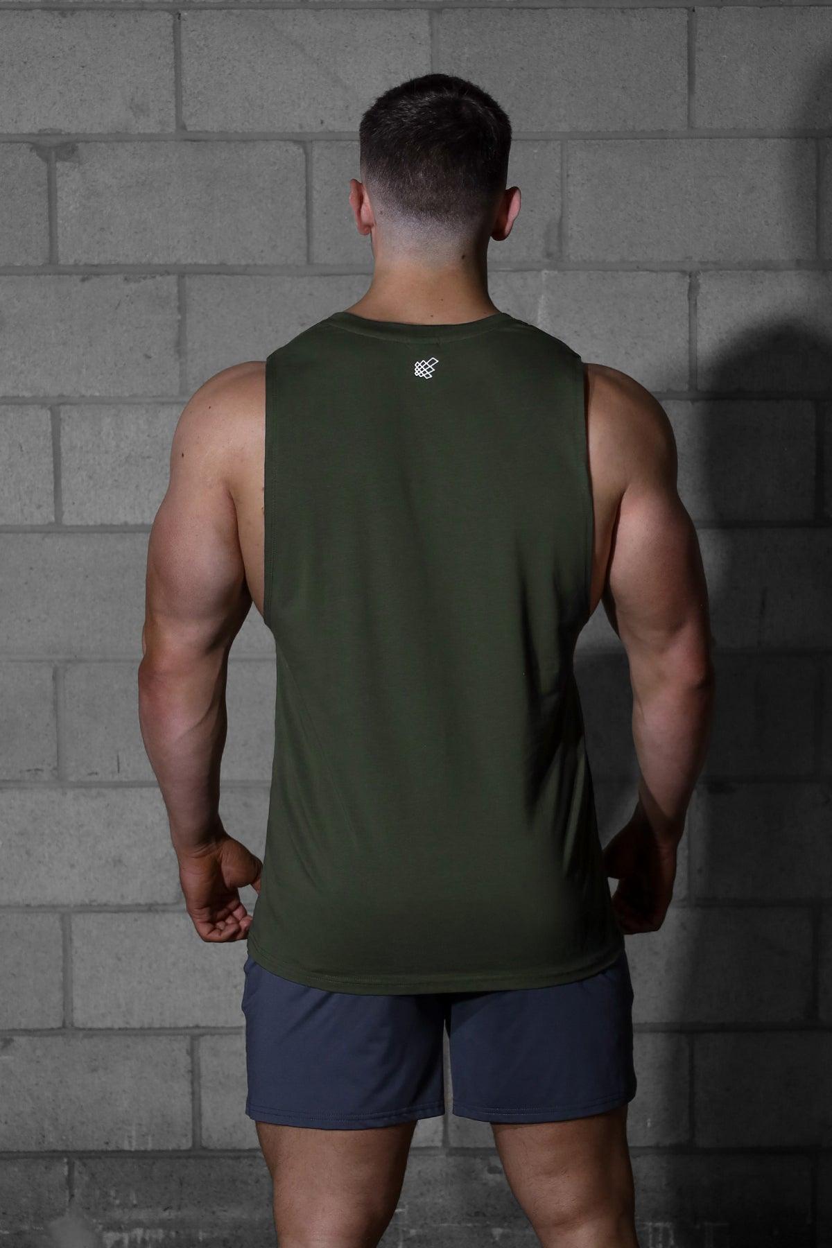 Jed North Apollo Men's Sleeveless Training Tee - Olive - DealByEthan.gay loves Jed North
