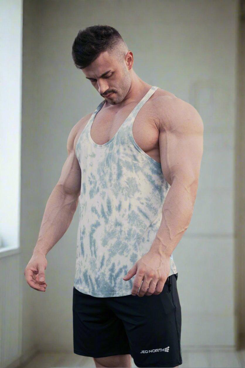 Jed North Classic Bodybuilding Racerback Stringer - Gray Tie Dye - DealByEthan.gay loves Jed North