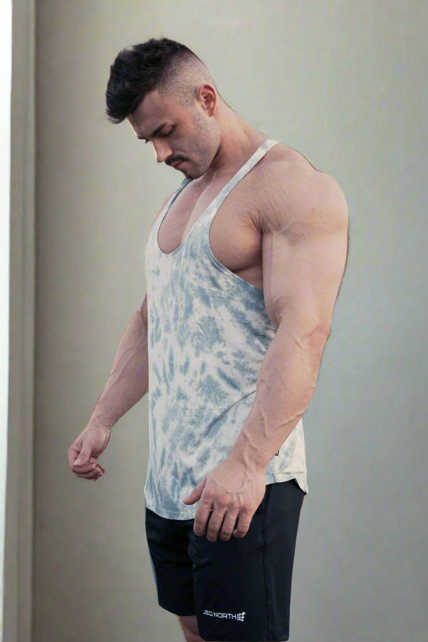 Jed North Classic Bodybuilding Racerback Stringer - Gray Tie Dye - DealByEthan.gay loves Jed North