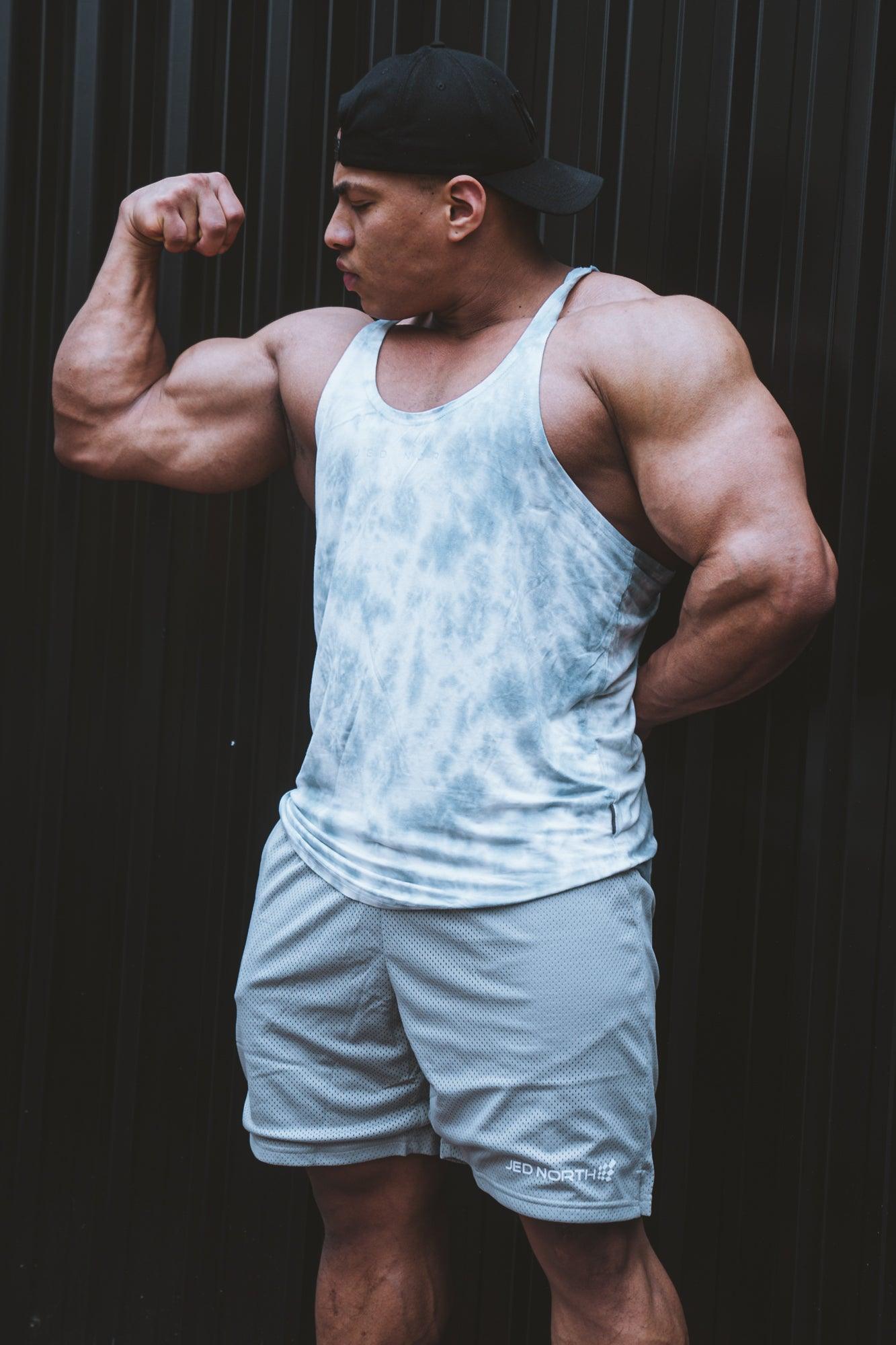 Jed North Classic Bodybuilding Racerback Stringer - Gray Tie Dye - DealByEthan.gay loves Jed North