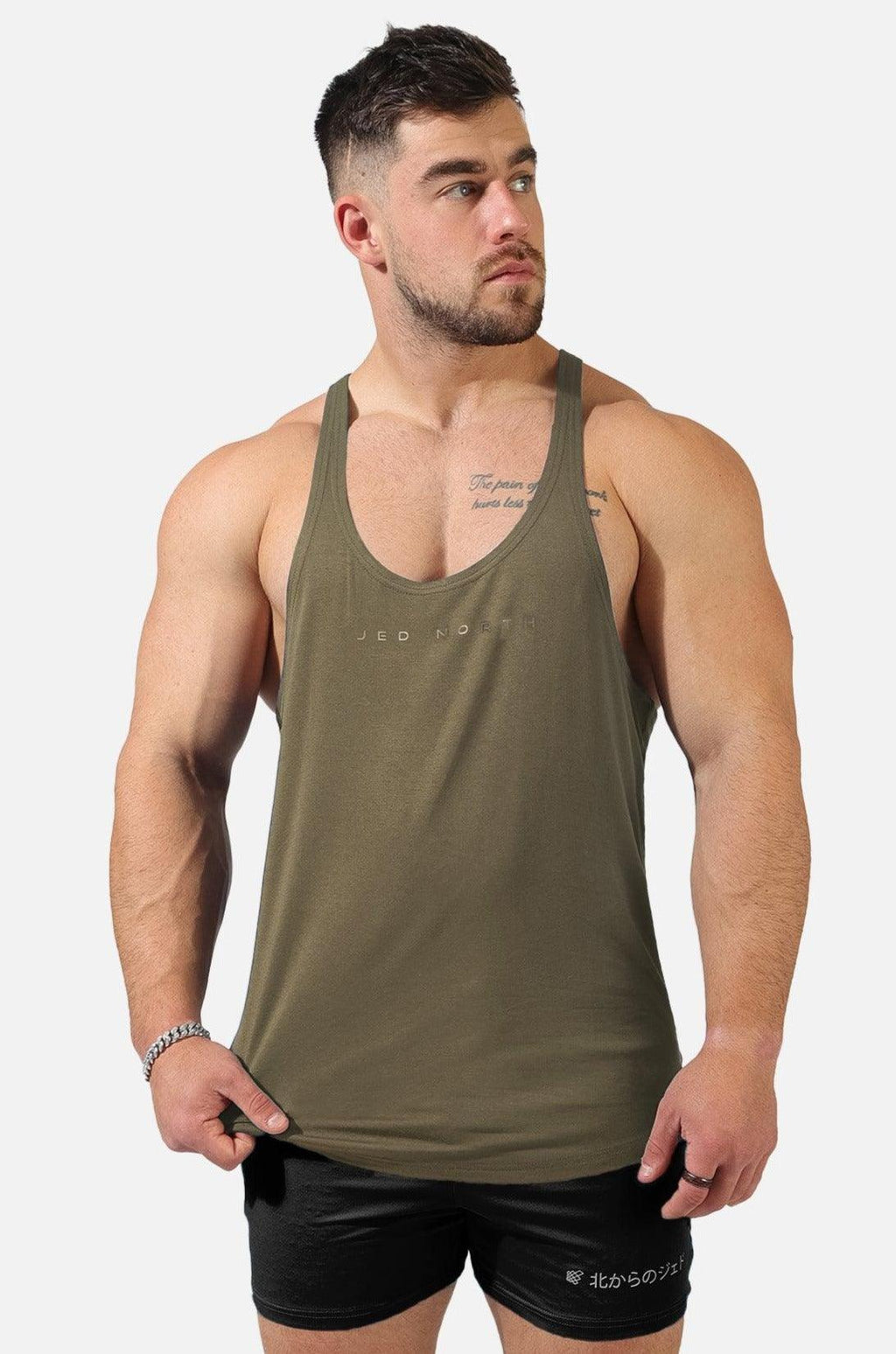 Jed North Classic Bodybuilding Racerback Stringer - Olive - DealByEthan.gay loves Jed North