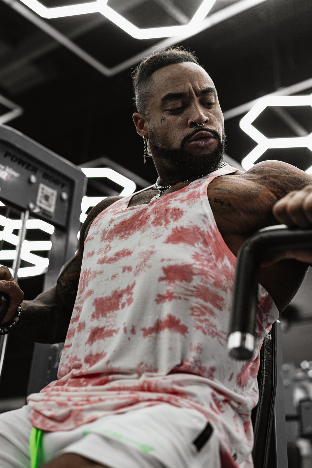 Jed North Classic Bodybuilding Racerback Stringer - Red Tie Dye - DealByEthan.gay loves Jed North