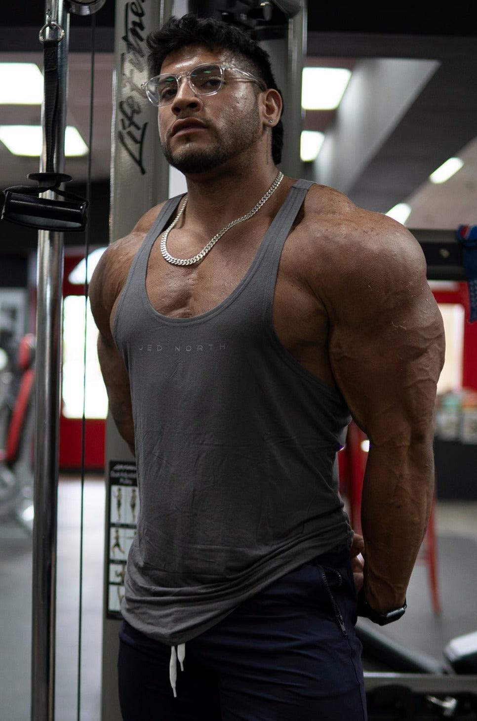 Jed North Classic Bodybuilding Racerback Stringer - Steel Gray - DealByEthan.gay loves Jed North