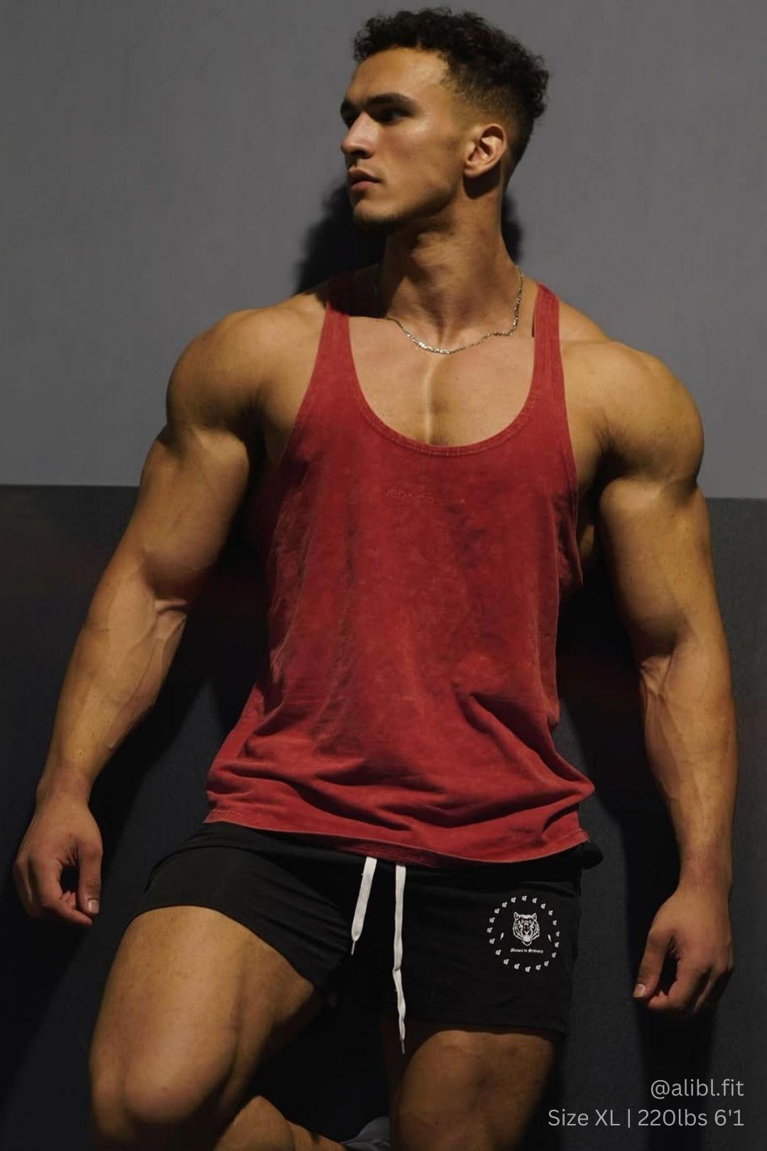 Jed North Classic Vintage Washed Racerback Stringer - Crimson - DealByEthan.gay loves Jed North
