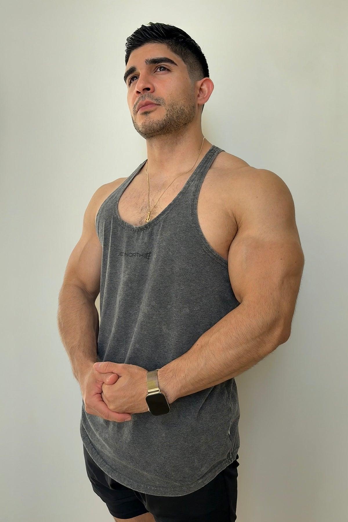 Jed North Classic Vintage Washed Racerback Stringer - Heather Gray - DealByEthan.gay loves Jed North