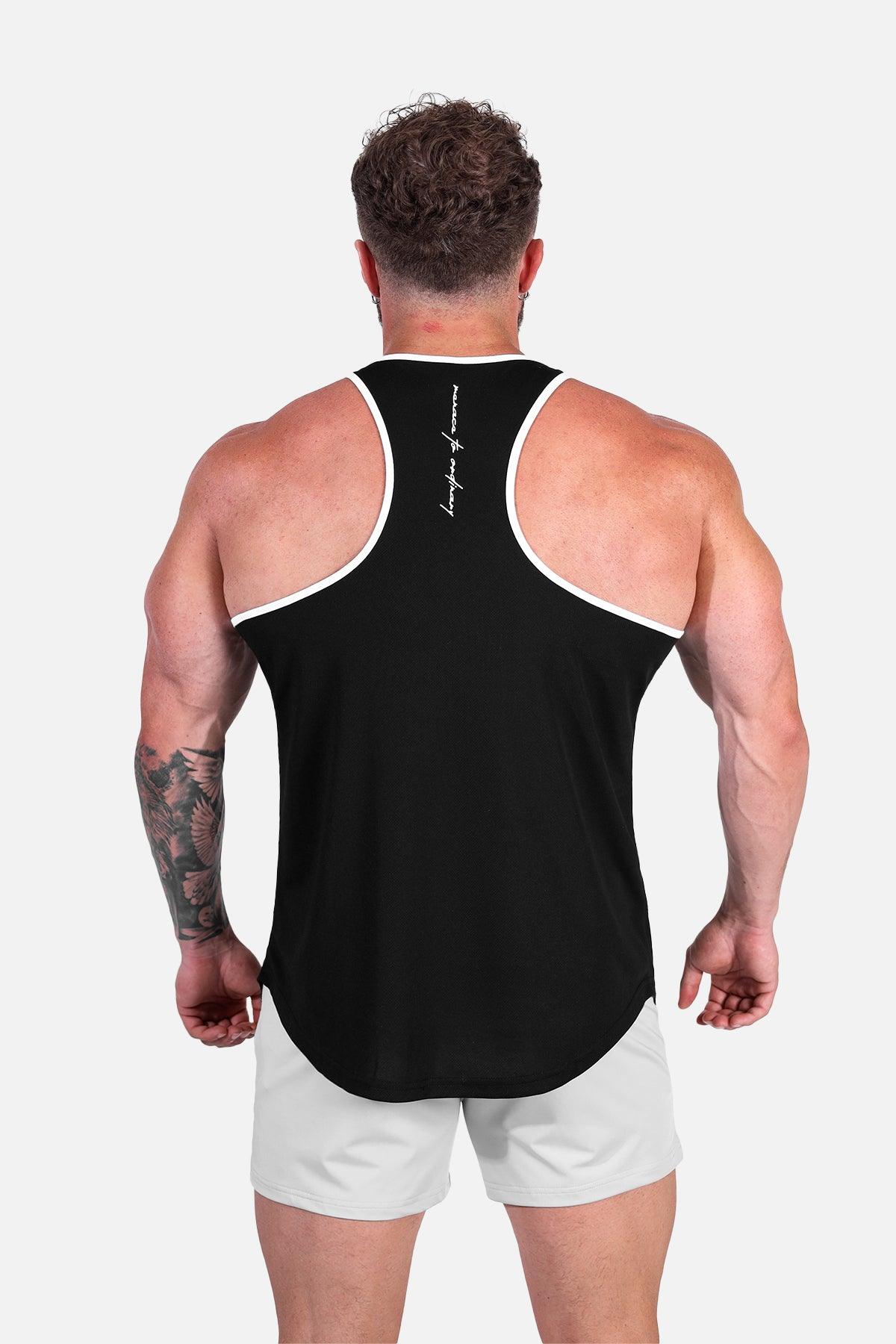 Jed North Fast-Dry Bodybuilding Workout Stringer - Black with White - DealByEthan.gay loves Jed North