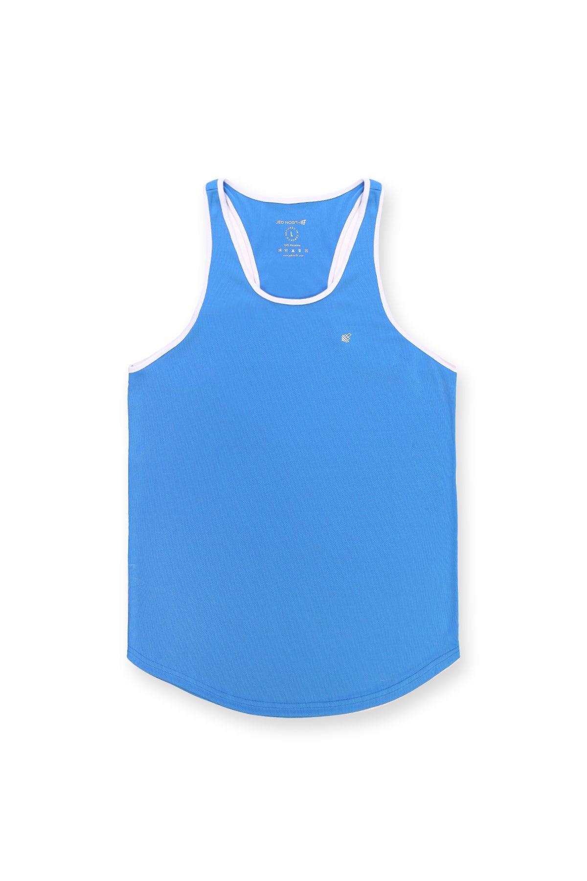 Jed North Fast-Dry Bodybuilding Workout Stringer - Blue with White - DealByEthan.gay loves Jed North