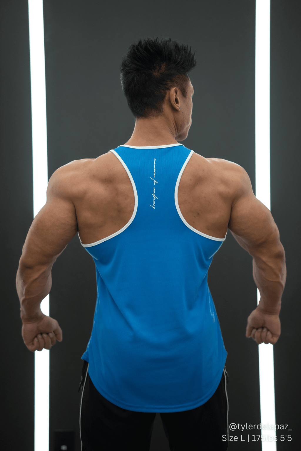 Jed North Fast-Dry Bodybuilding Workout Stringer - Blue with White - DealByEthan.gay loves Jed North