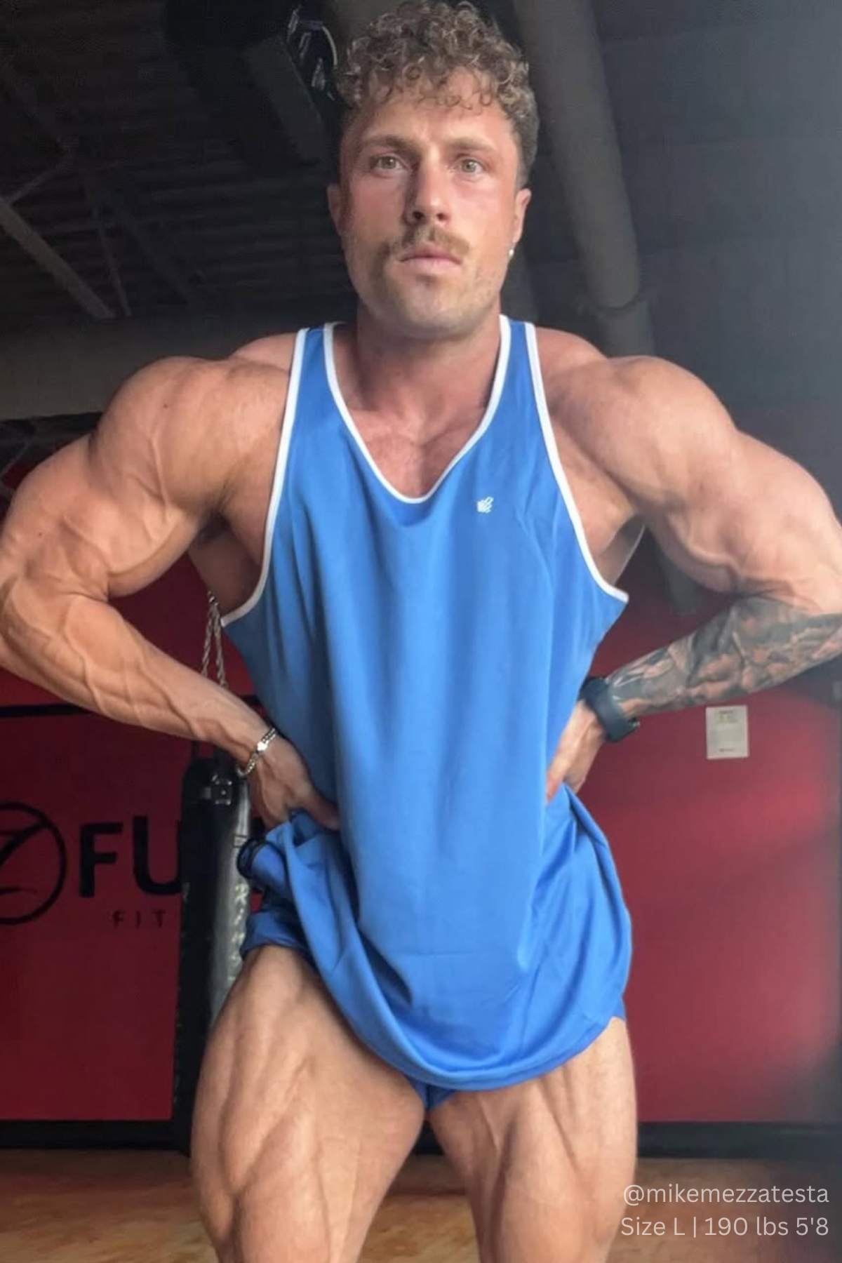 Jed North Fast-Dry Bodybuilding Workout Stringer - Blue with White - DealByEthan.gay loves Jed North