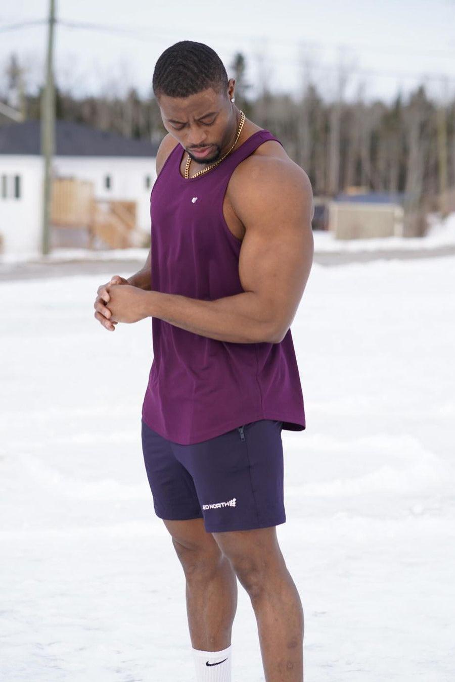 Jed North Fast-Dry Bodybuilding Workout Stringer - Dark Purple - DealByEthan.gay loves Jed North