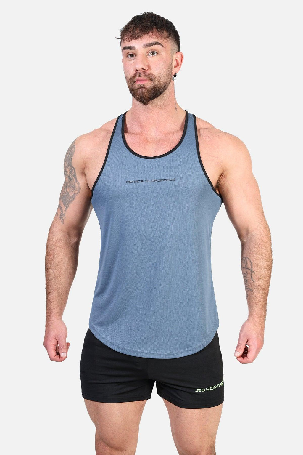 Jed North Fast-Dry Bodybuilding Workout Stringer - Gray with Black - DealByEthan.gay loves Jed North