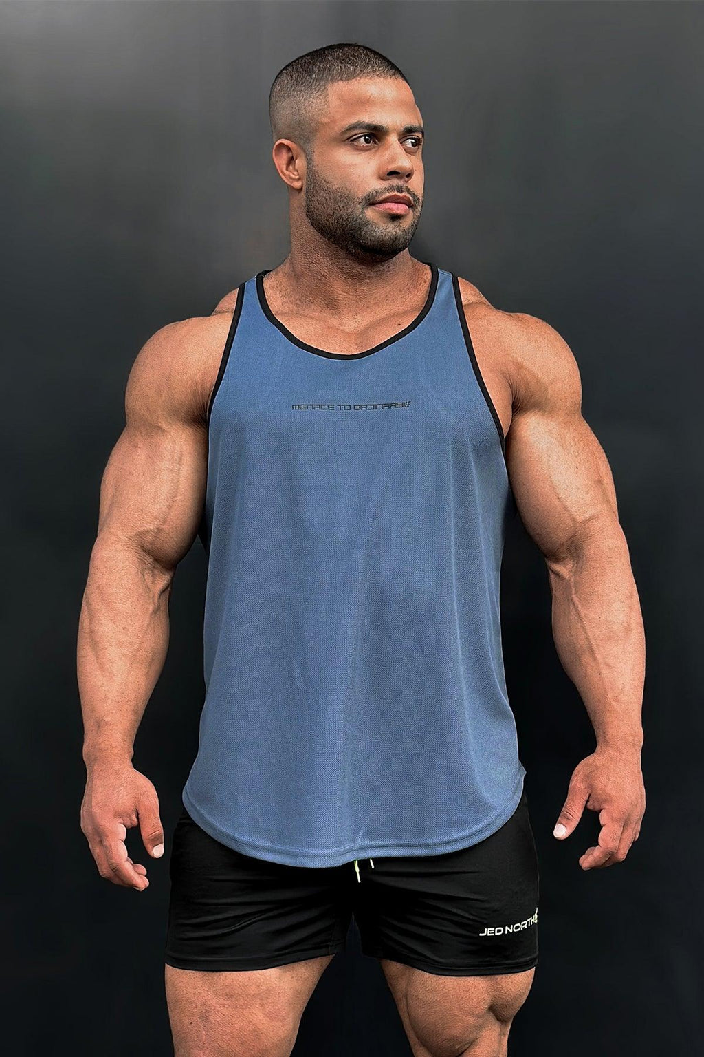 Jed North Fast-Dry Bodybuilding Workout Stringer - Gray with Black - DealByEthan.gay loves Jed North