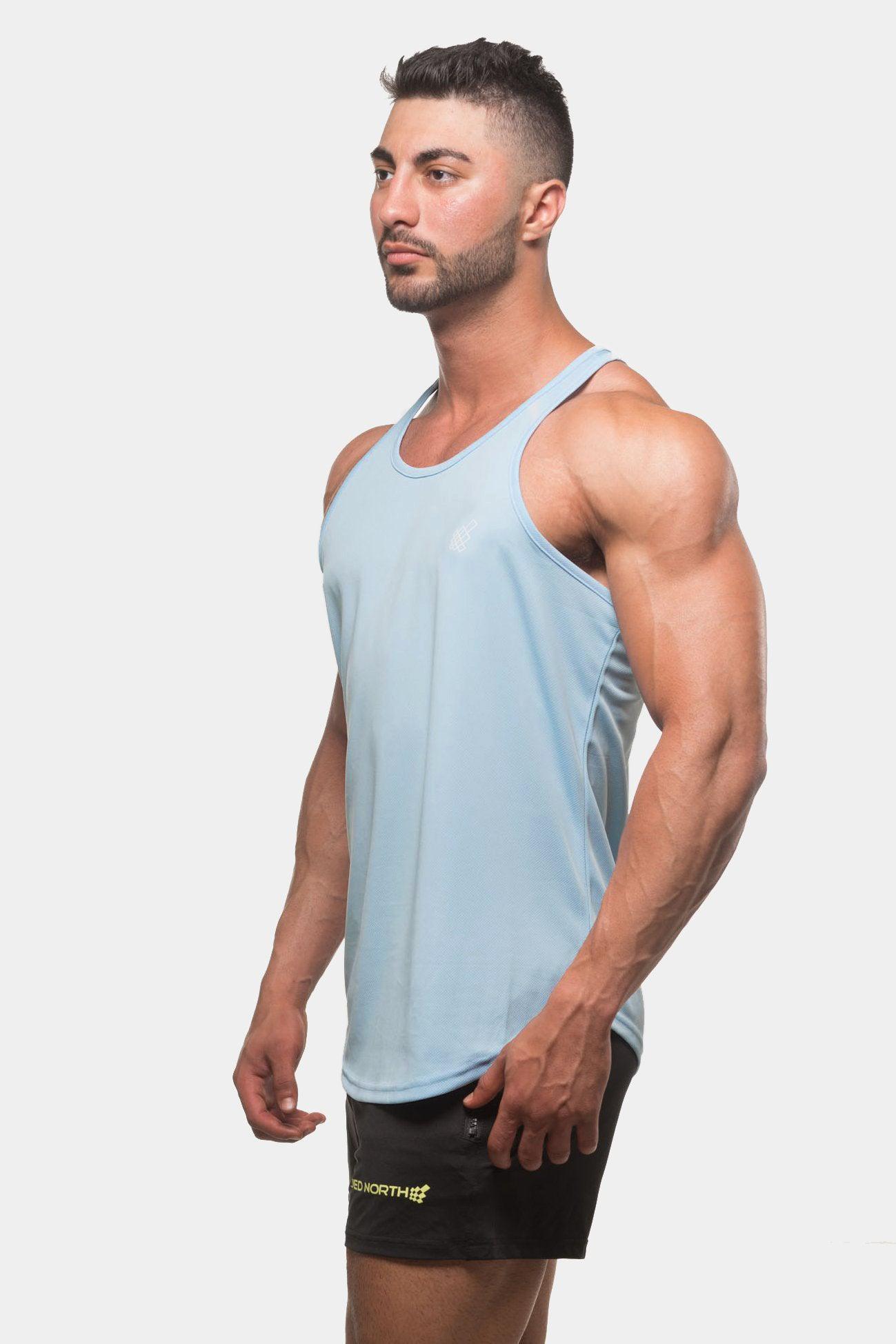 Jed North Fast-Dry Bodybuilding Workout Stringer - Light Blue - DealByEthan.gay loves Jed North
