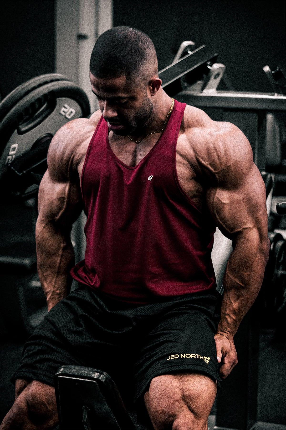 Jed North Fast-Dry Bodybuilding Workout Stringer - Maroon - DealByEthan.gay loves Jed North