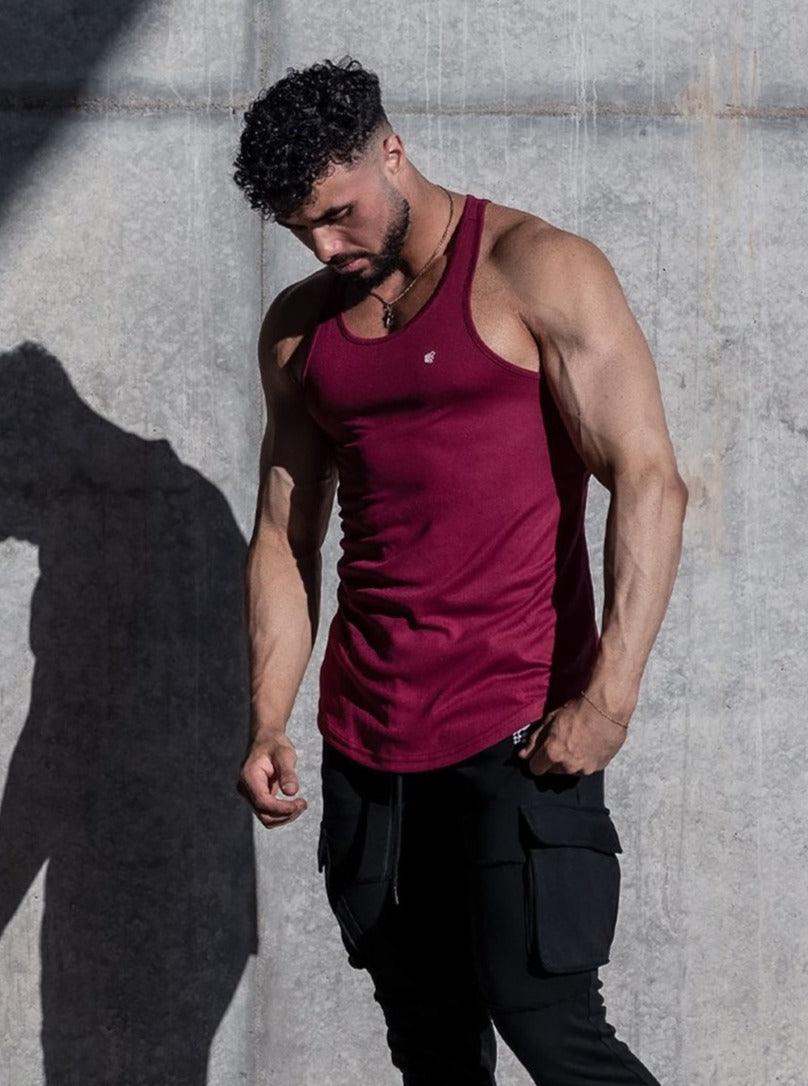 Jed North Fast-Dry Bodybuilding Workout Stringer - Maroon - DealByEthan.gay loves Jed North
