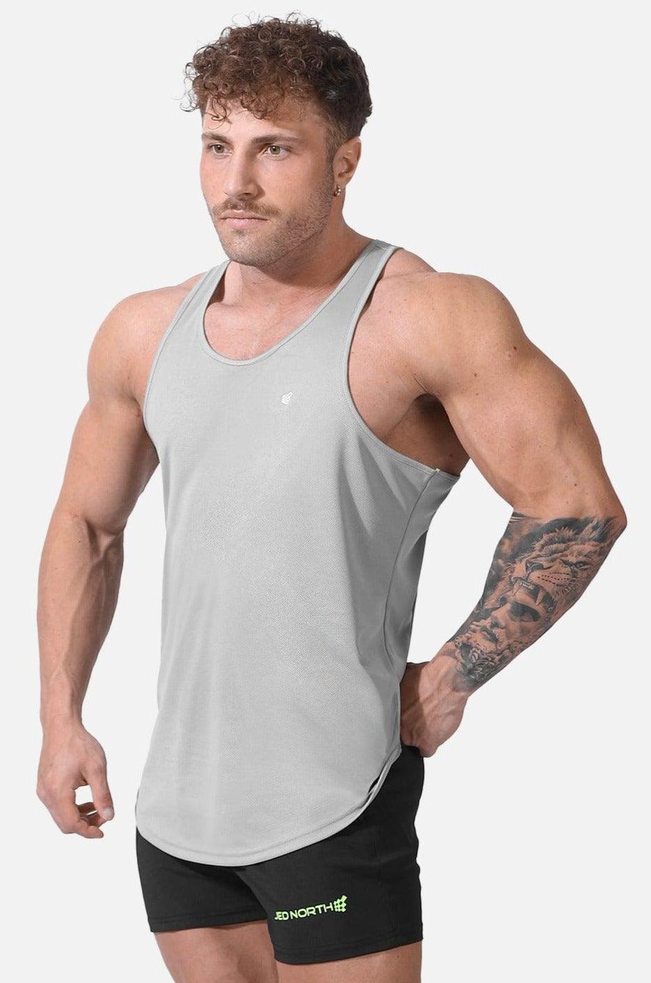 Jed North Fast-Dry Bodybuilding Workout Stringer - Silver - DealByEthan.gay loves Jed North