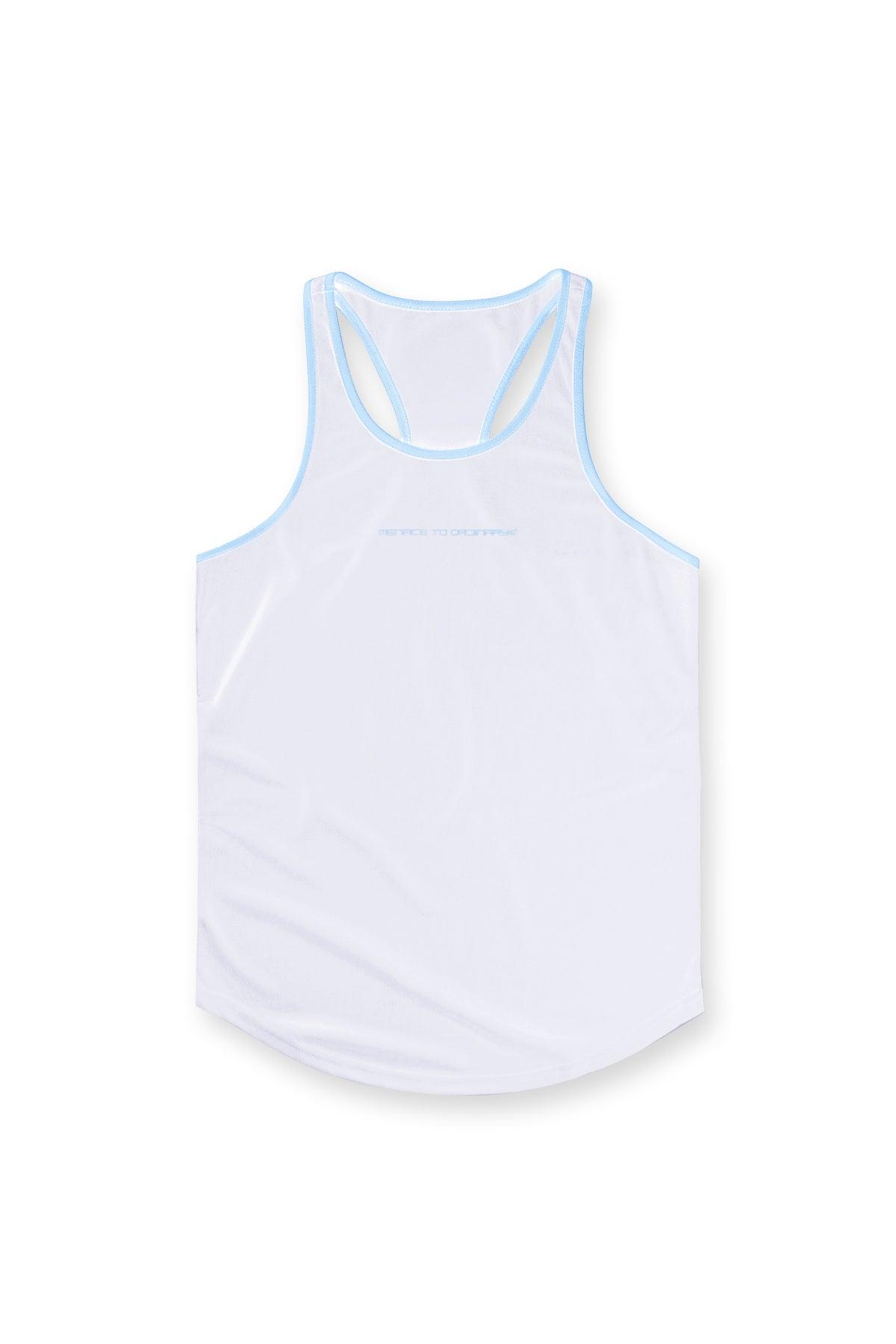 Jed North Fast-Dry Bodybuilding Workout Stringer - White with Blue - DealByEthan.gay loves Jed North