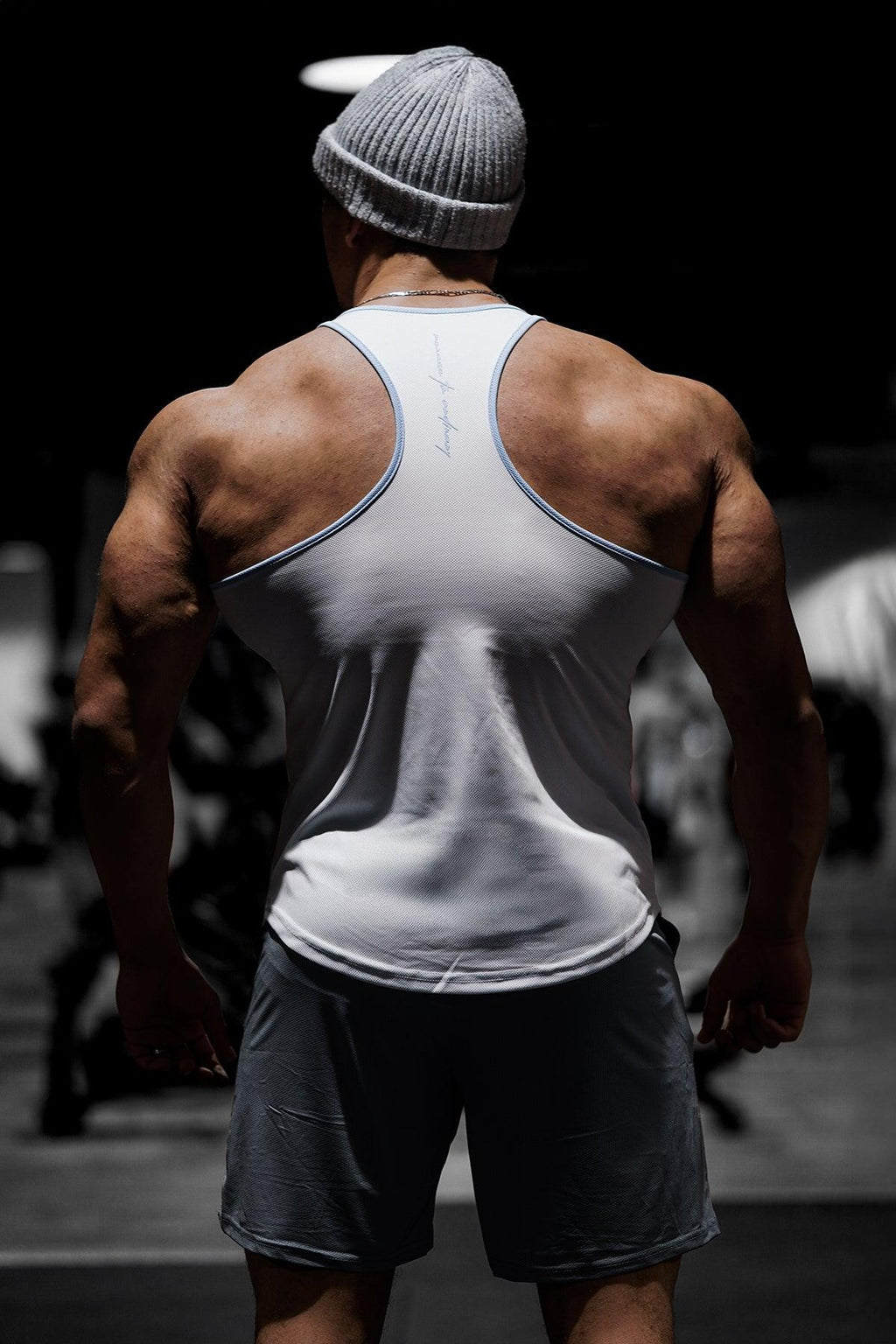 Jed North Fast-Dry Bodybuilding Workout Stringer - White with Blue - DealByEthan.gay loves Jed North