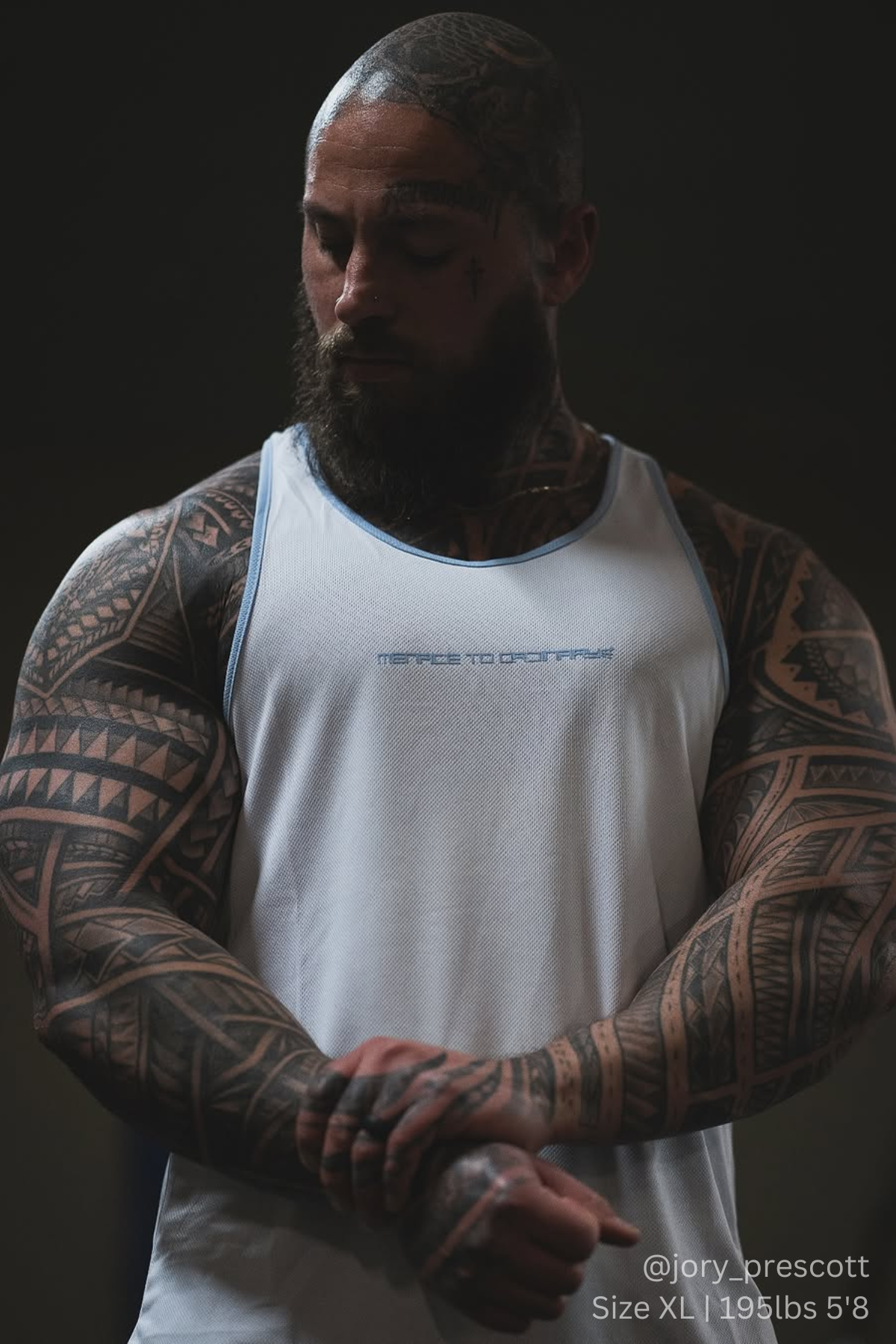 Jed North Fast-Dry Bodybuilding Workout Stringer - White with Blue - DealByEthan.gay loves Jed North