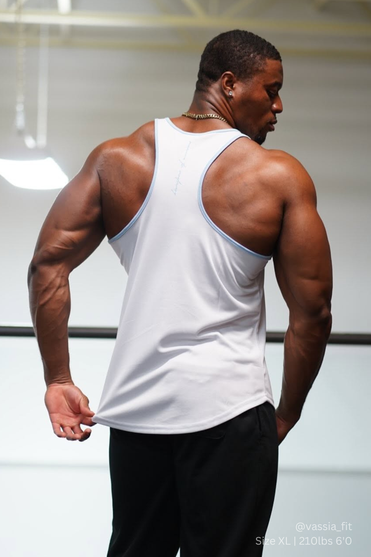 Jed North Fast-Dry Bodybuilding Workout Stringer - White with Blue - DealByEthan.gay loves Jed North