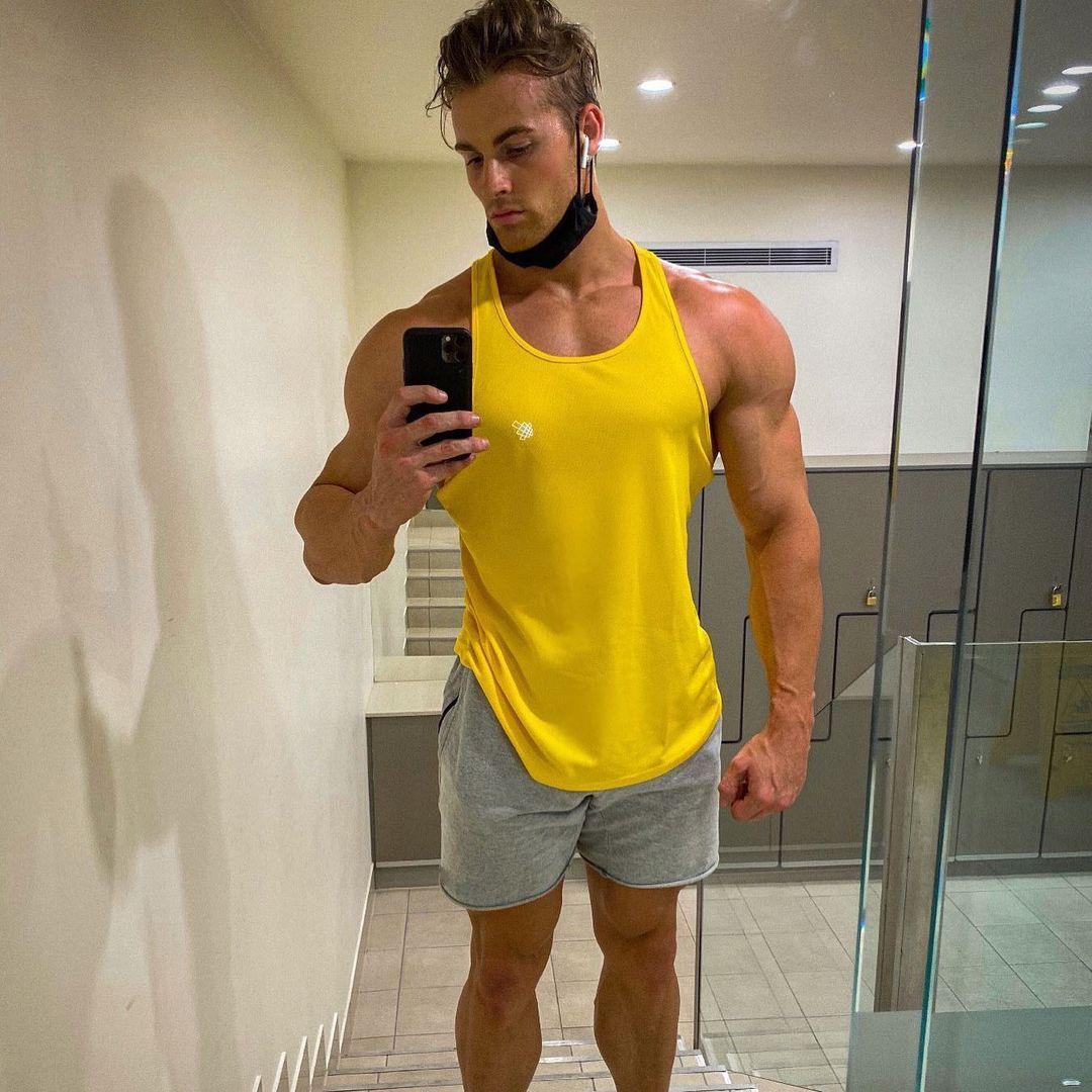 Jed North Fast-Dry Bodybuilding Workout Stringer - Yellow - DealByEthan.gay loves Jed North
