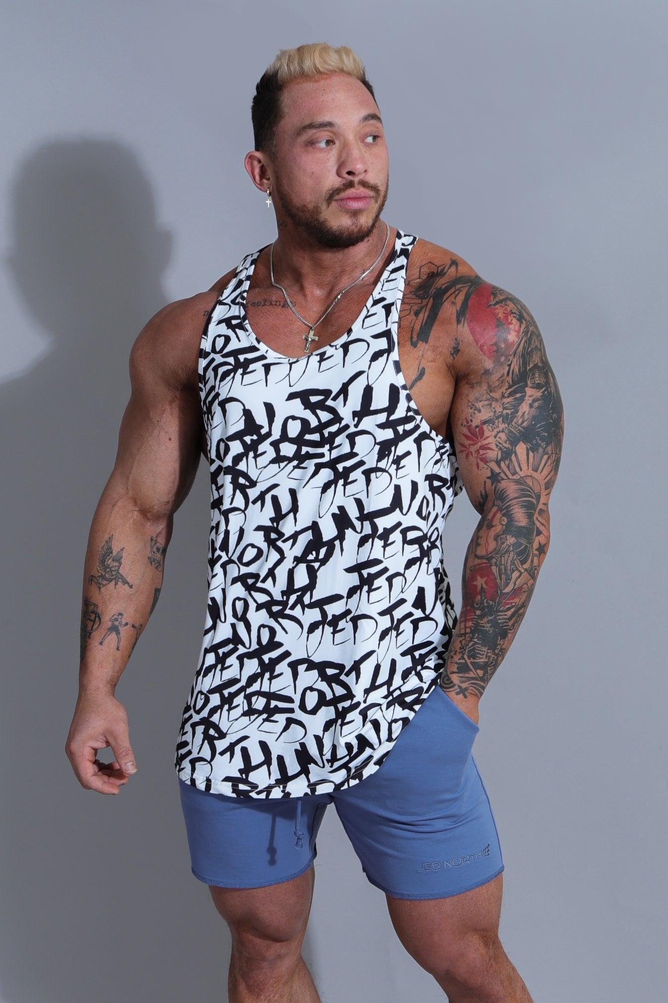 Jed North Graphic Muscle Stringer - Chaotic White - DealByEthan.gay loves Jed North