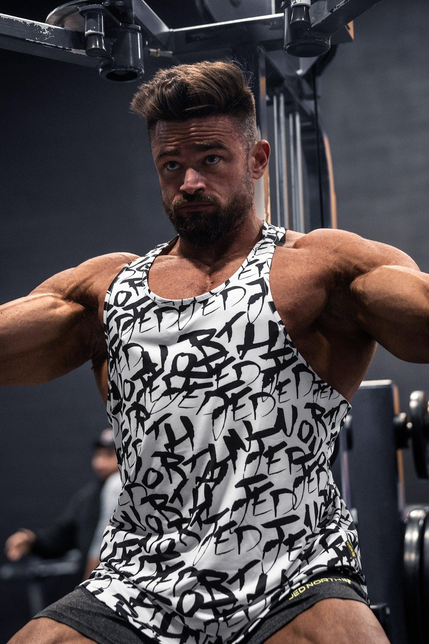Jed North Graphic Muscle Stringer - Chaotic White - DealByEthan.gay loves Jed North