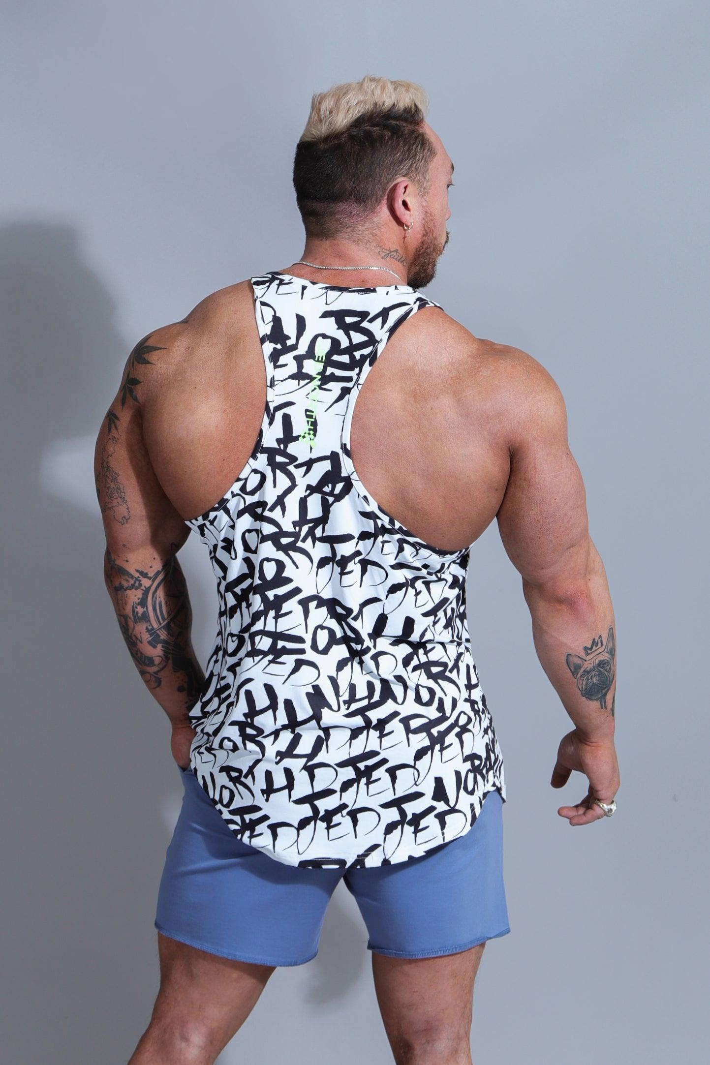 Jed North Graphic Muscle Stringer - Chaotic White - DealByEthan.gay loves Jed North