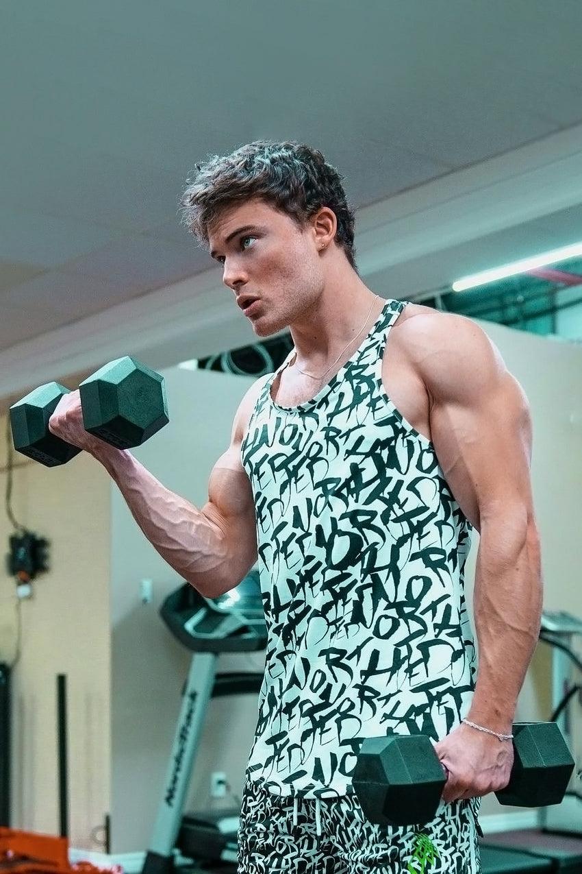 Jed North Graphic Muscle Stringer - Chaotic White - DealByEthan.gay loves Jed North