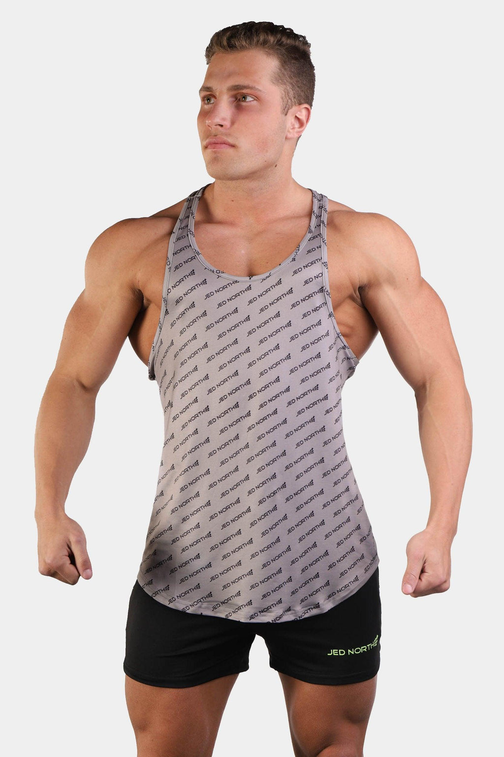 Jed North Graphic Muscle Stringer - Gray JN Logo - DealByEthan.gay loves Jed North