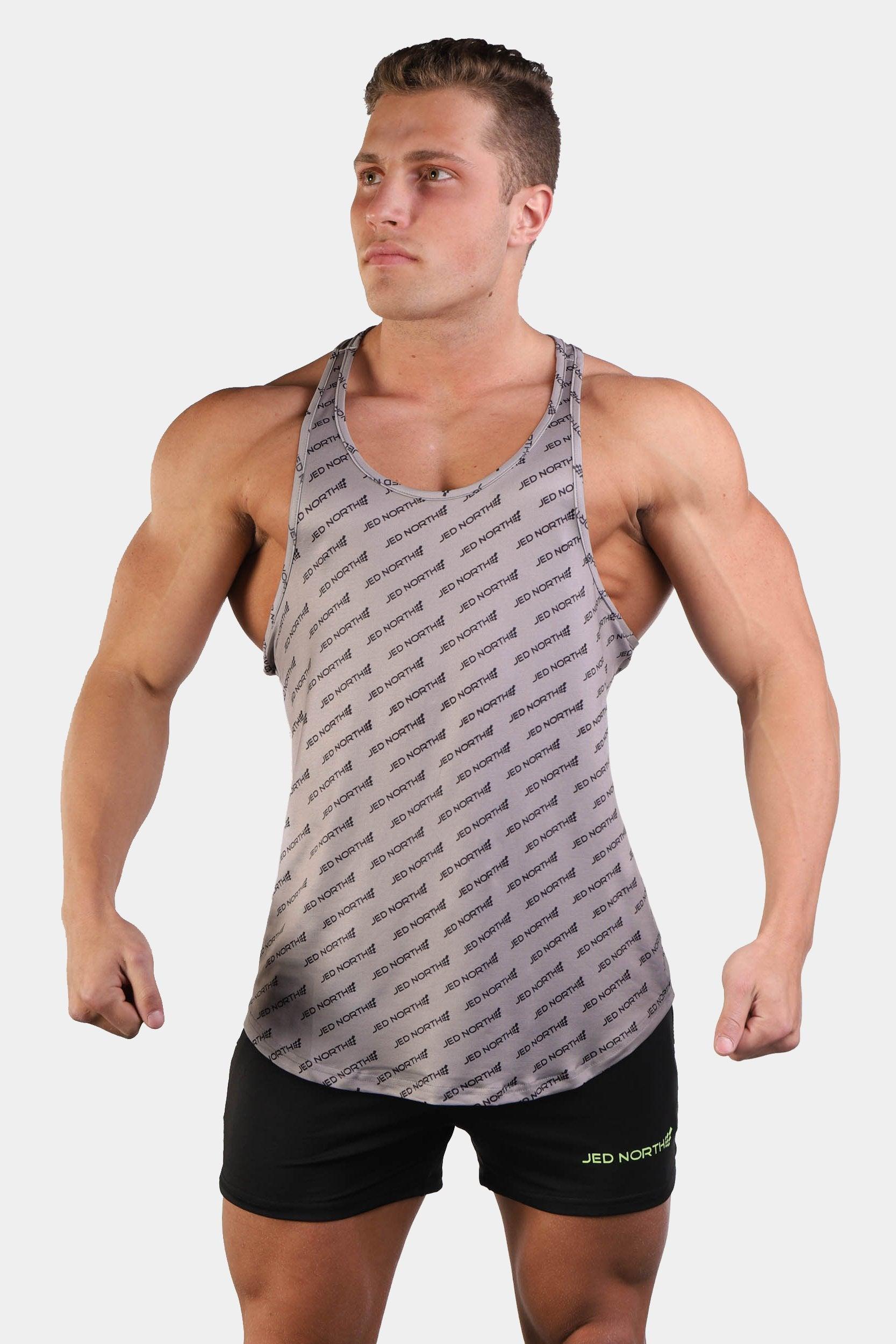 Jed North Graphic Muscle Stringer - Gray JN Logo - DealByEthan.gay loves Jed North