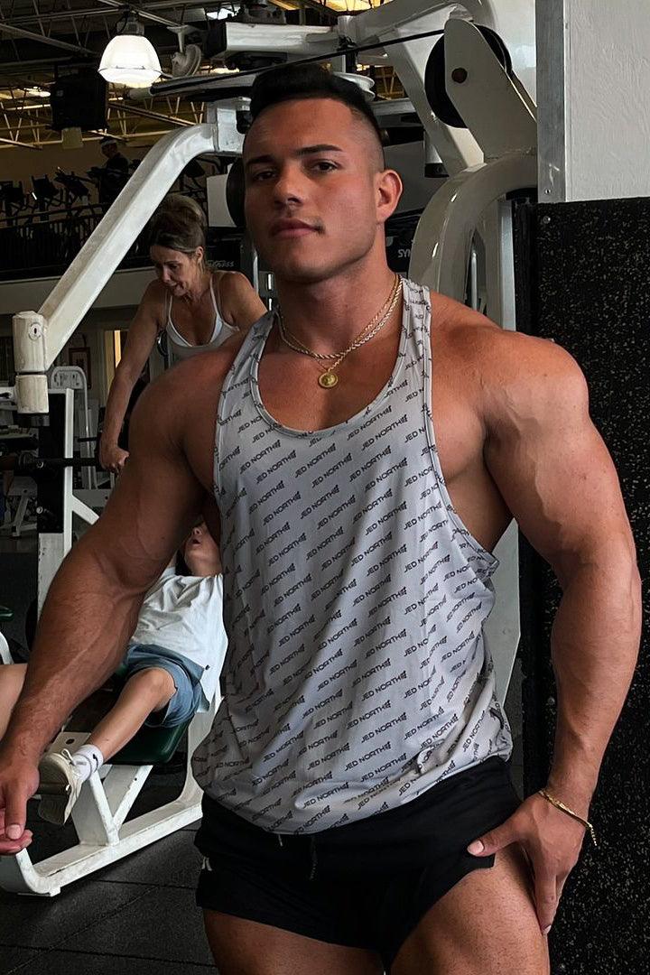 Jed North Graphic Muscle Stringer - Gray JN Logo - DealByEthan.gay loves Jed North