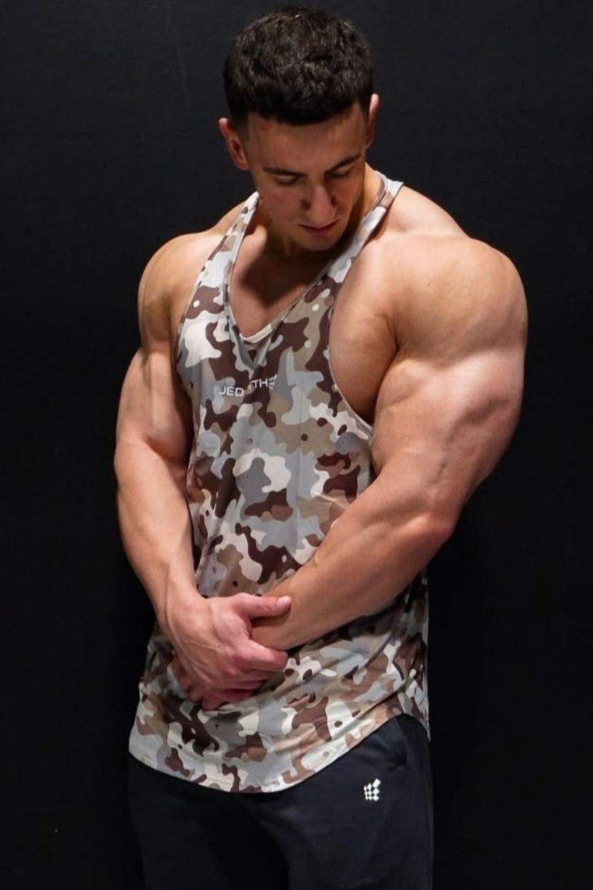 Jed North Graphic Muscle Stringer - Khaki Camo - DealByEthan.gay loves Jed North