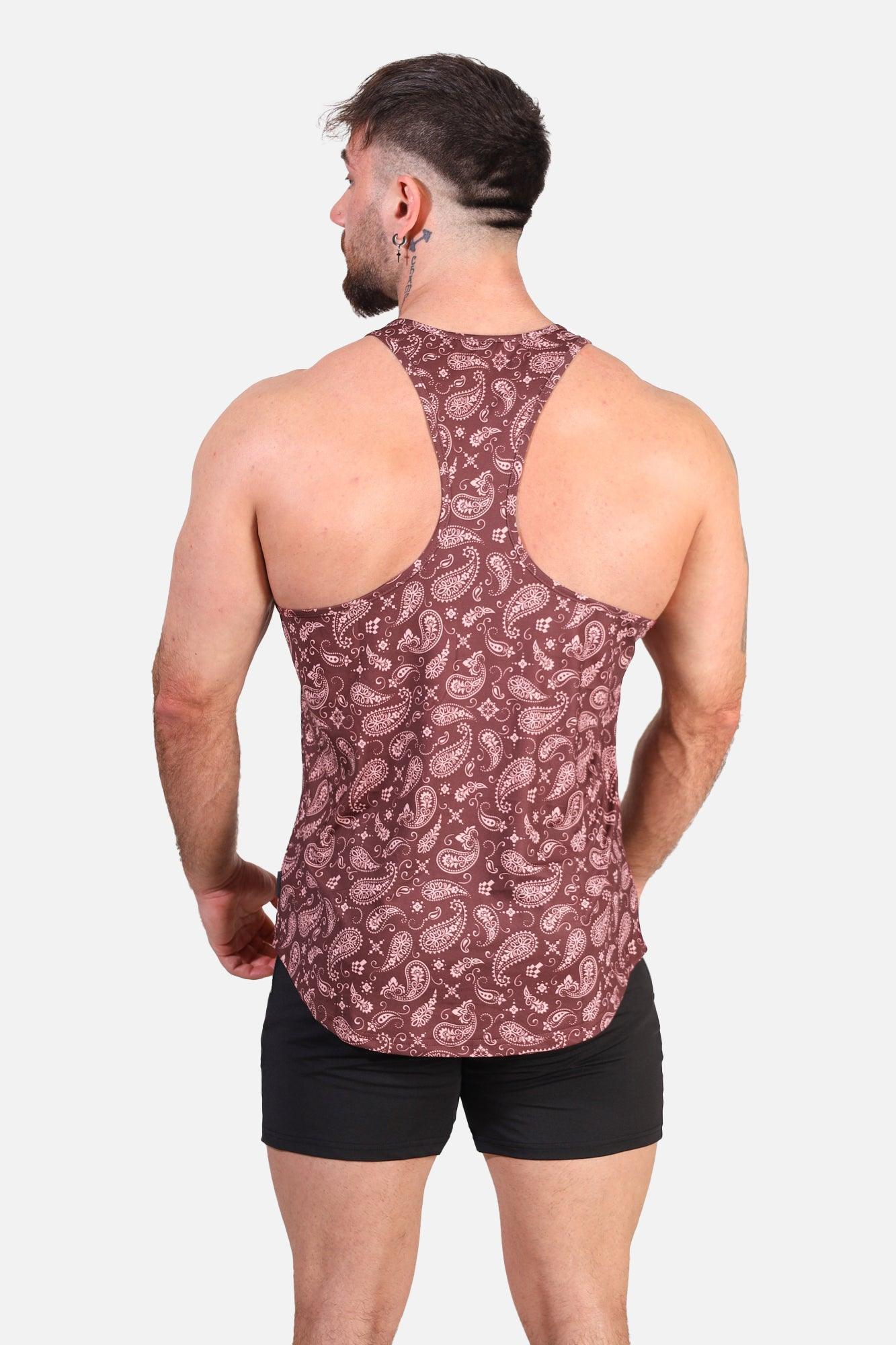 Jed North Graphic Muscle Stringer - Maroon Paisley - DealByEthan.gay loves Jed North