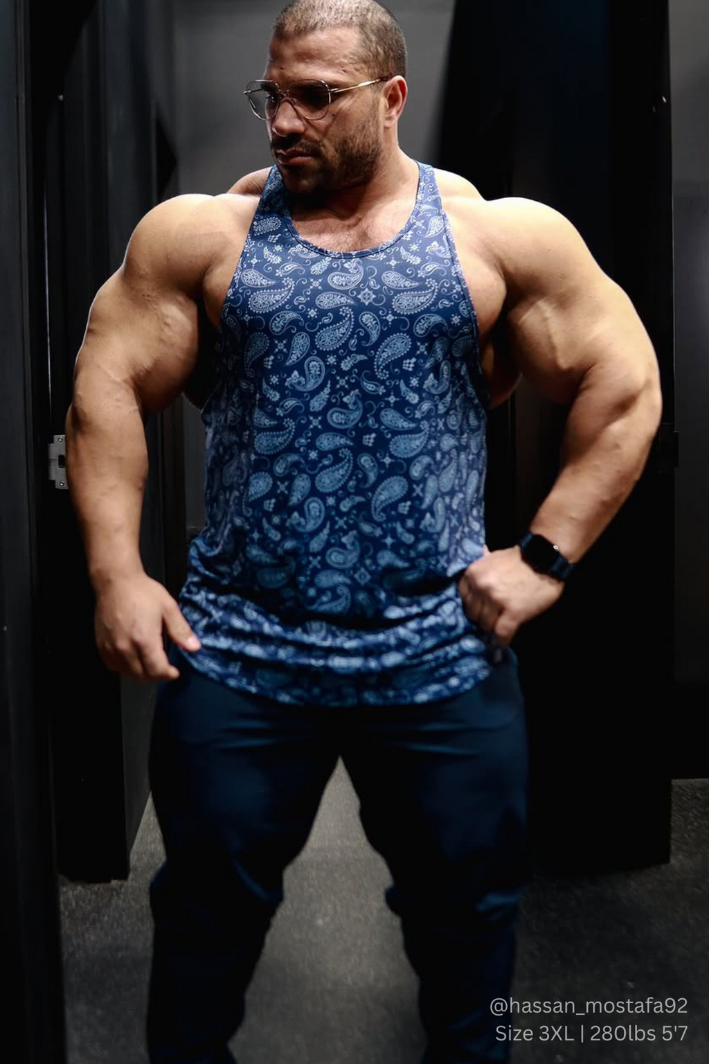 Jed North Graphic Muscle Stringer - Navy Paisley - DealByEthan.gay loves Jed North