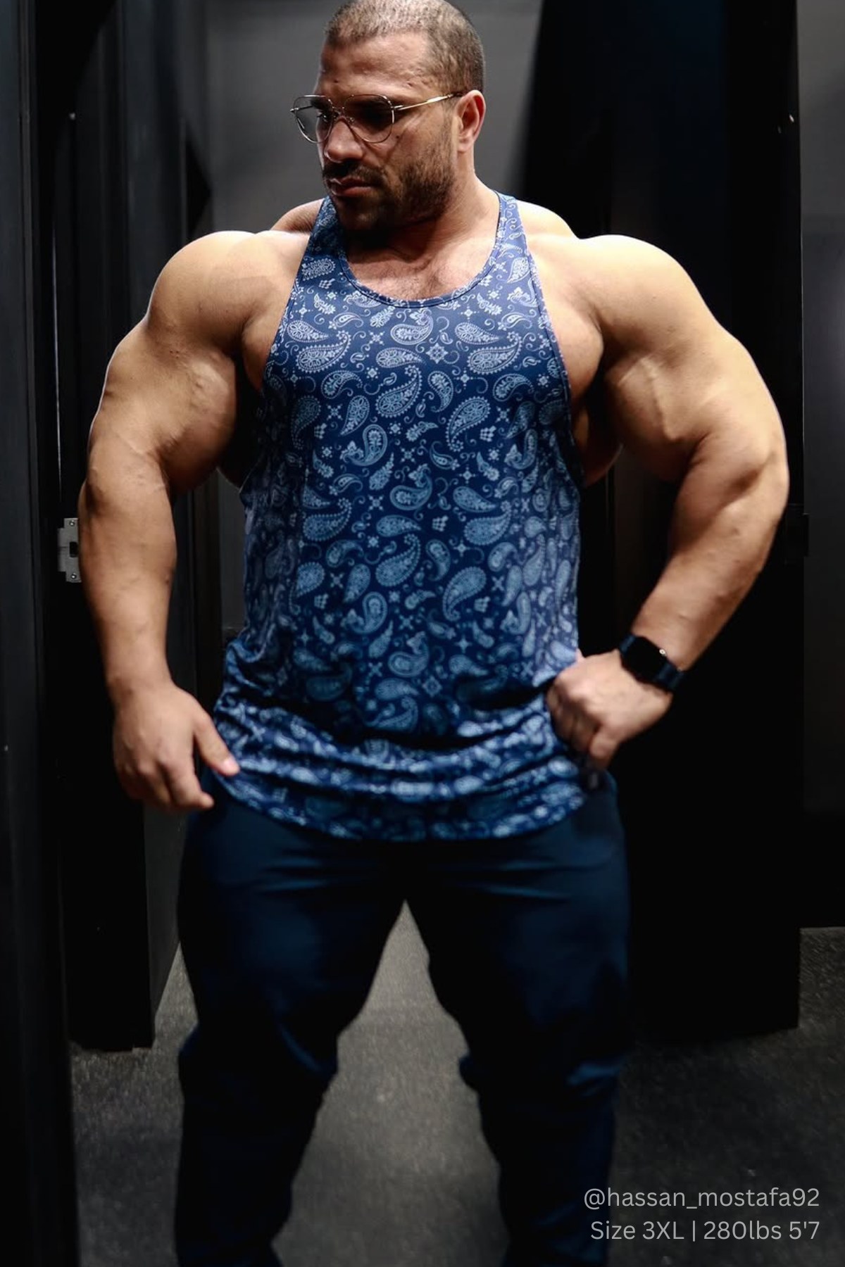 Jed North Graphic Muscle Stringer - Navy Paisley - DealByEthan.gay loves Jed North