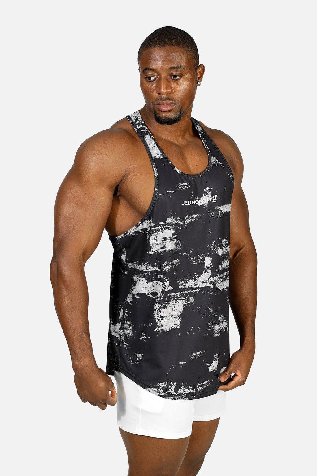 Jed North Graphic Muscle Stringer - Silver Brush Strokes - DealByEthan.gay loves Jed North