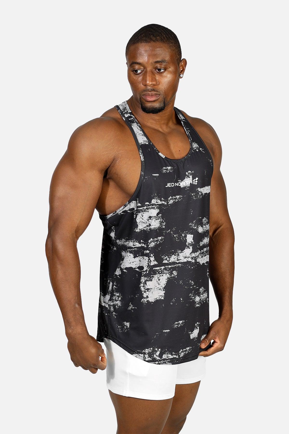 Jed North Graphic Muscle Stringer - Silver Brush Strokes - DealByEthan.gay loves Jed North