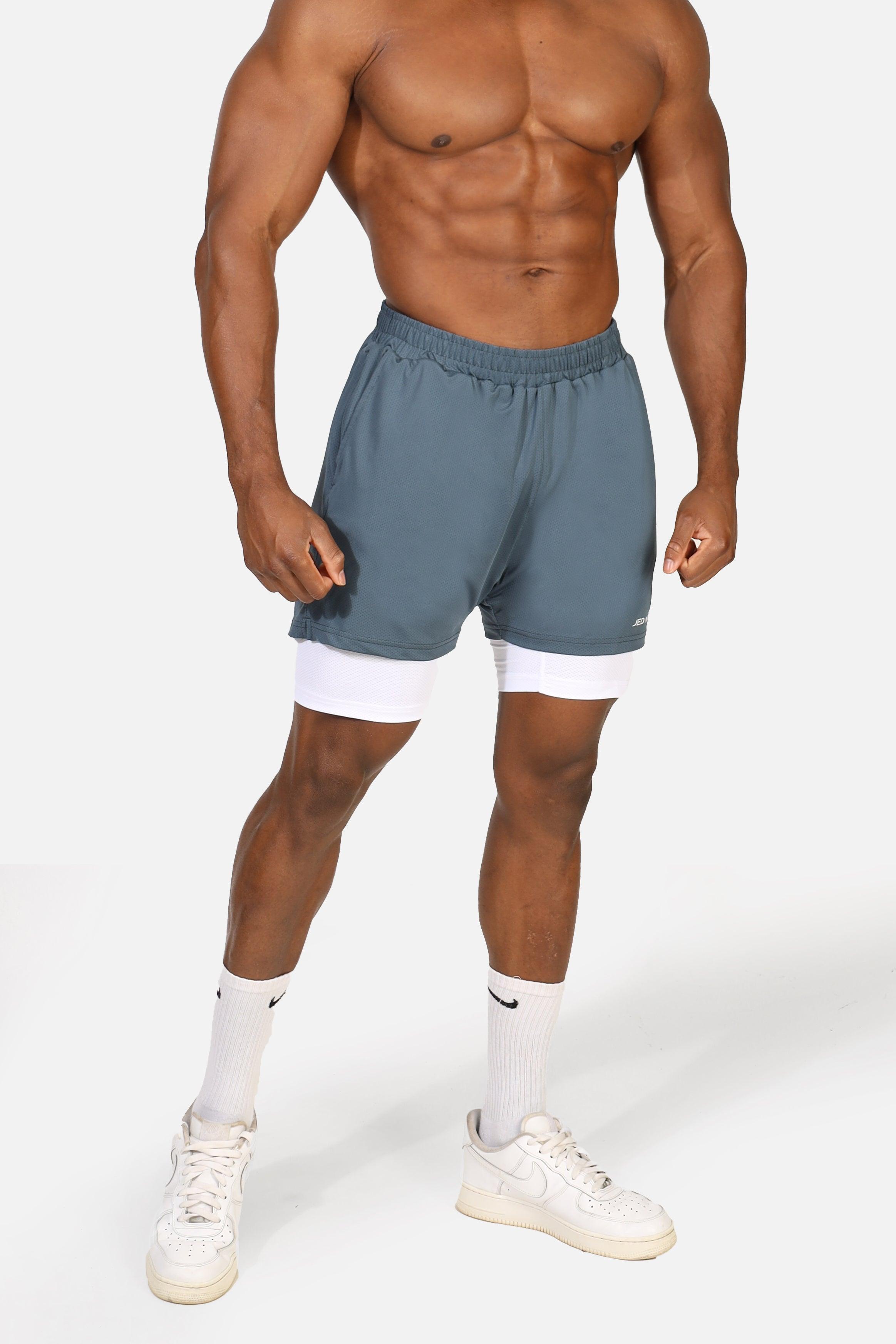 Jed North Men's 2-In-1 7" Gym Shorts - Storm Gray - DealByEthan.gay loves Jed North