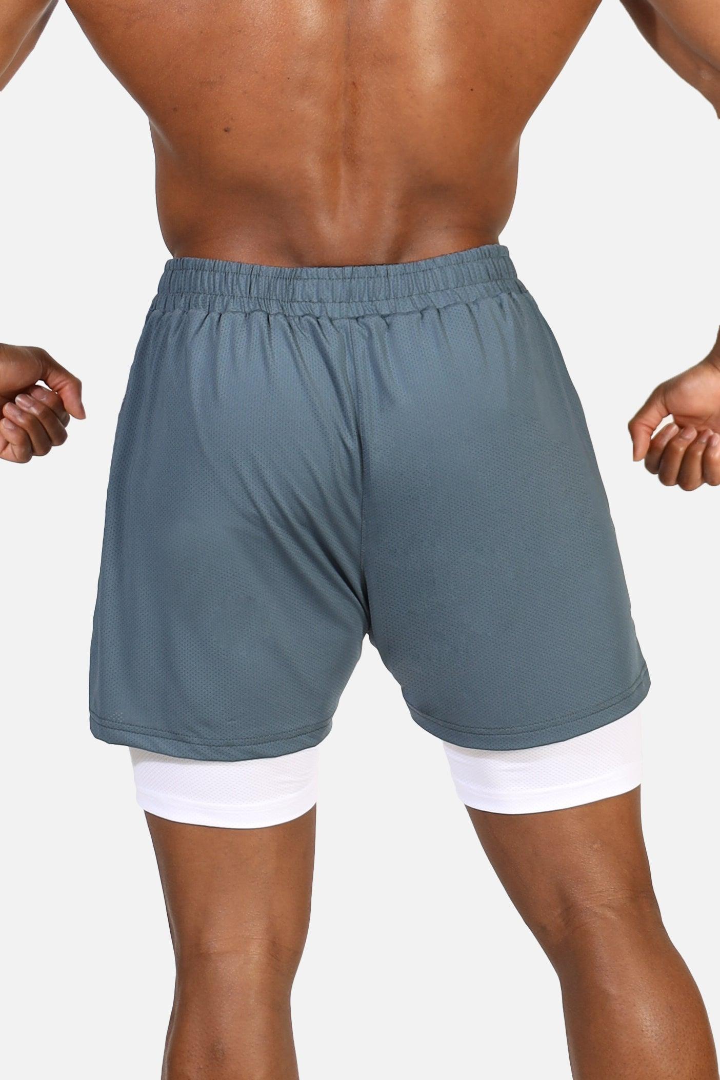 Jed North Men's 2-In-1 7" Gym Shorts - Storm Gray - DealByEthan.gay loves Jed North